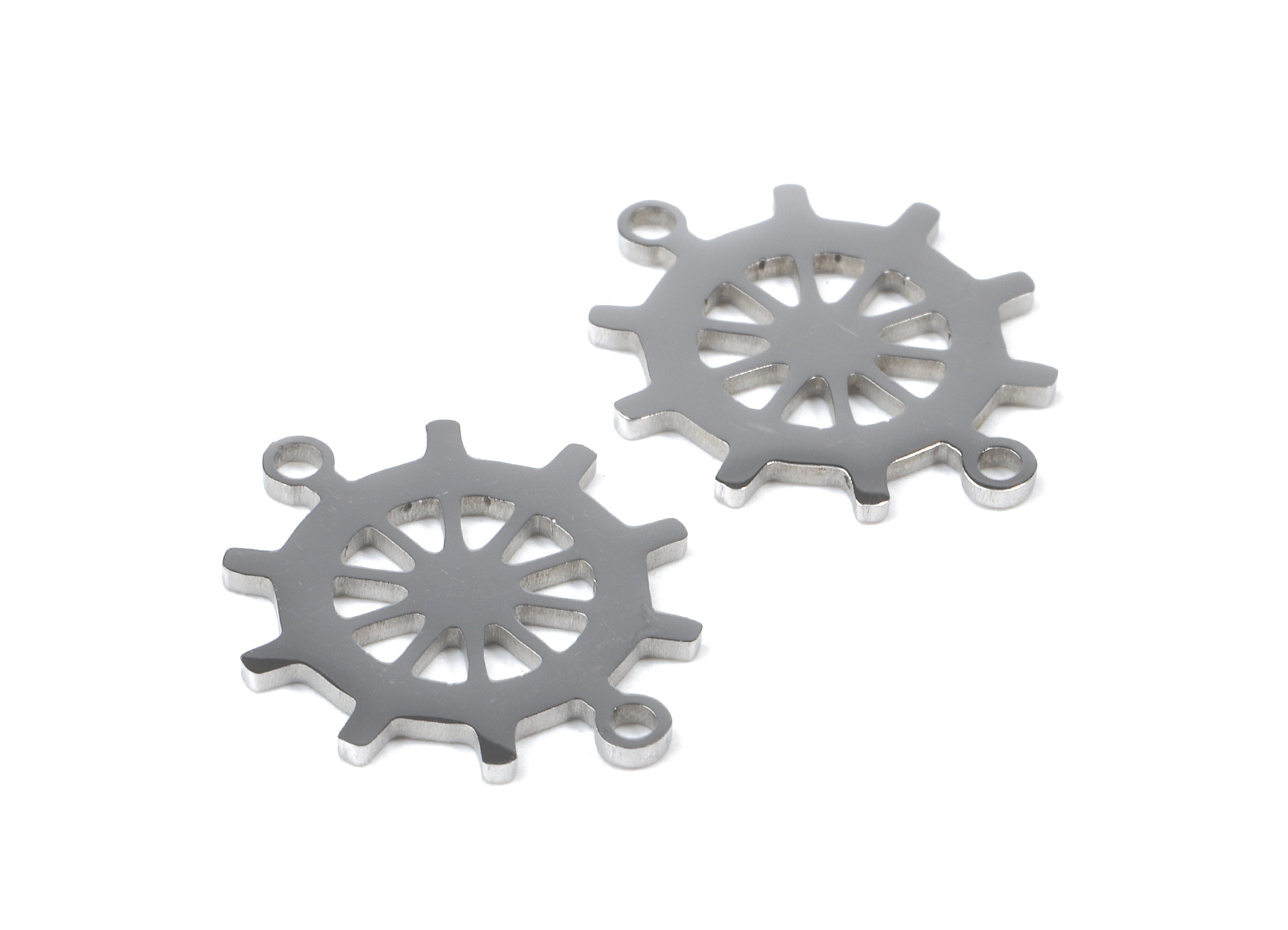 Stainless Steel Rudder Connector - Rudder Earrings Charms and Pendant - Bracelet Pendant - 17.36x16.27x0.93mm - SS1110 - DOMEDBAZAAR