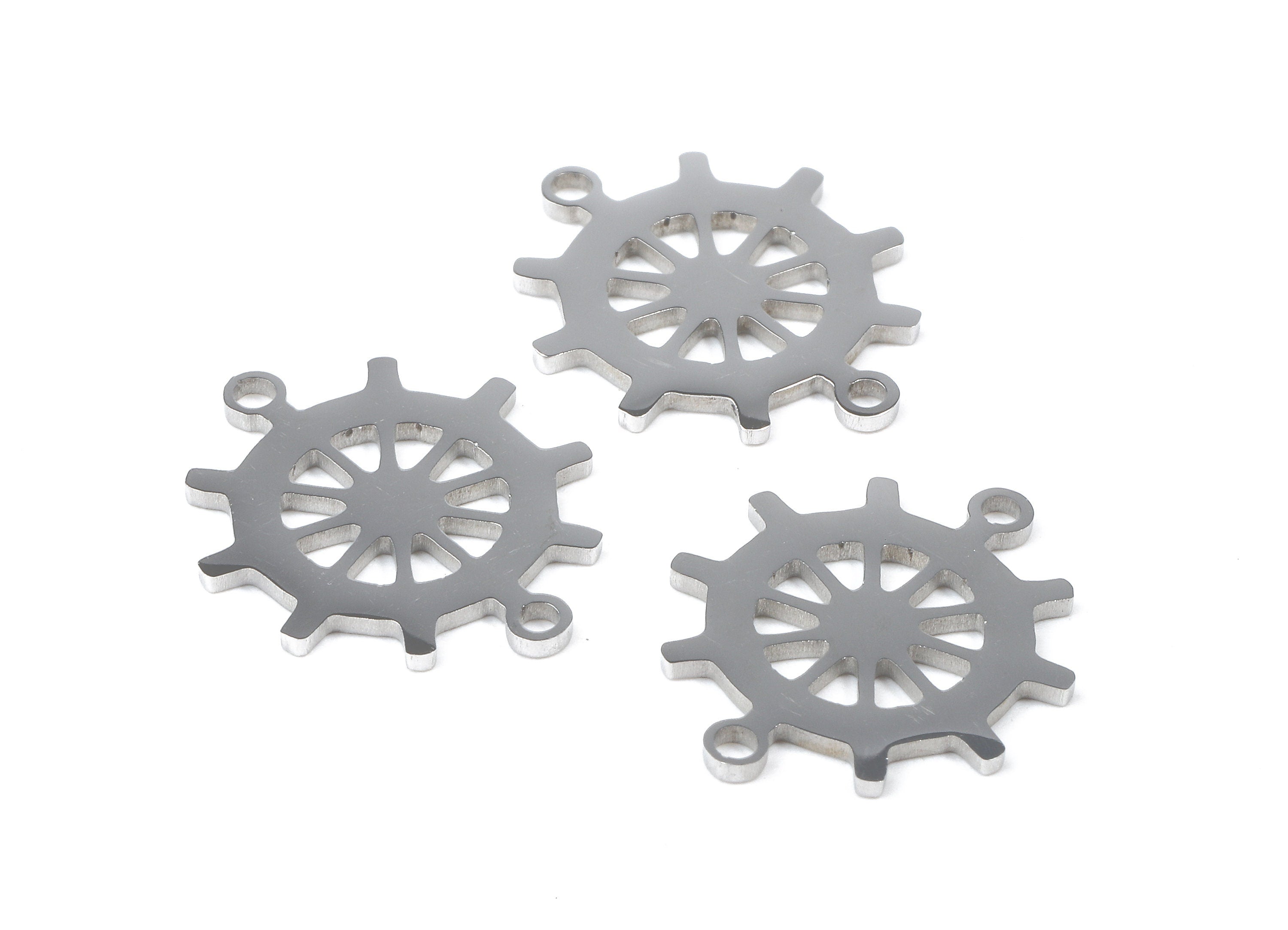 Stainless Steel Rudder Connector - Rudder Earrings Charms and Pendant - Bracelet Pendant - 17.36x16.27x0.93mm - SS1110 - DOMEDBAZAAR