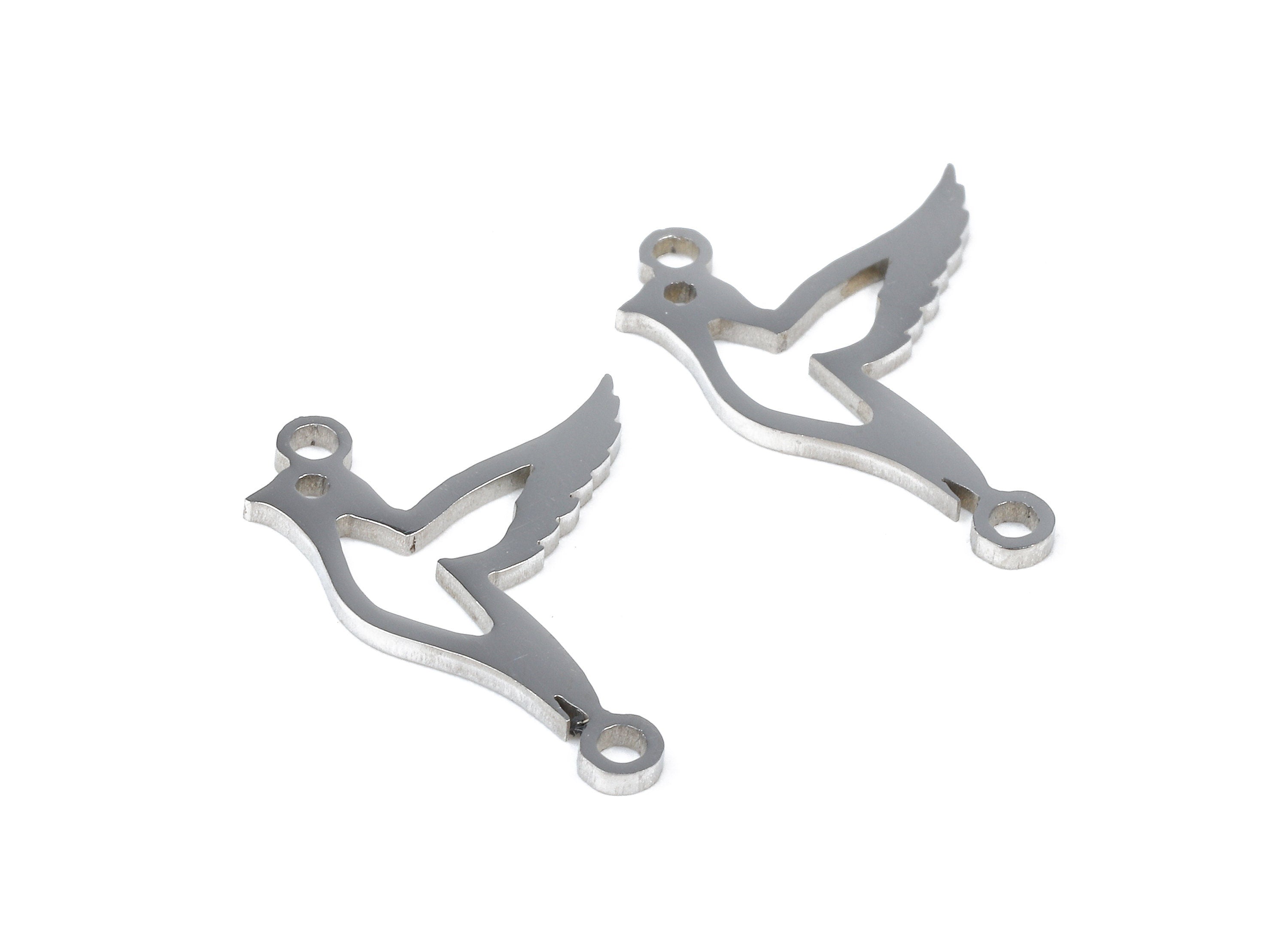 Stainless Steel Bird Connector - Bird Earrings Charms and Pendant - Bracelet Pendant - 18.44x14.07x0.92mm - SS1091 - DOMEDBAZAAR