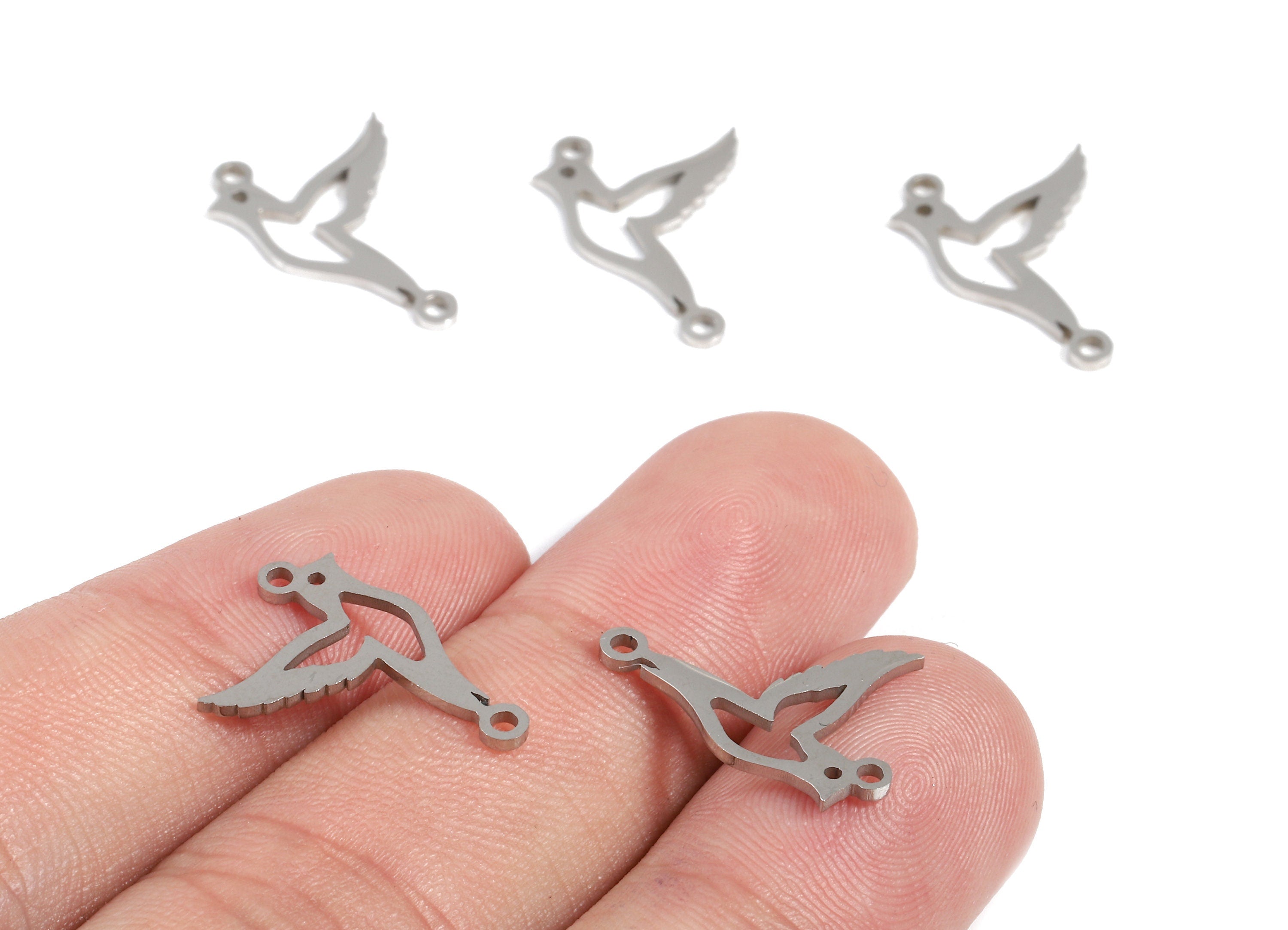 Stainless Steel Bird Connector - Bird Earrings Charms and Pendant - Bracelet Pendant - 18.44x14.07x0.92mm - SS1091 - DOMEDBAZAAR