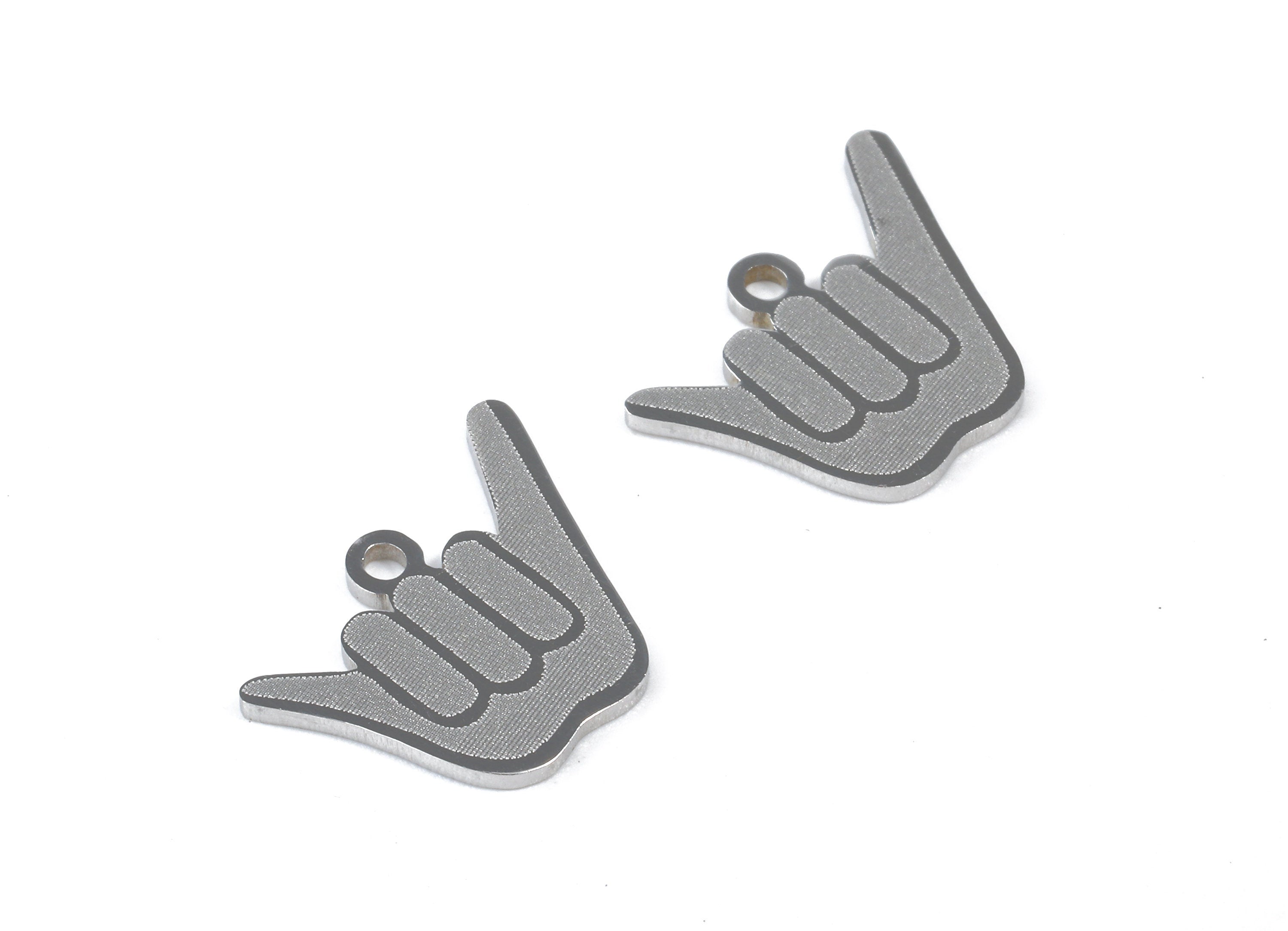 Stainless Steel Hand Sign Charms - Hang Loose Charms - Hand Sign Earrings and Pendant - Bracelet Pendant - 13.33x12.06x0.94mm - SS1026 - DOMEDBAZAAR