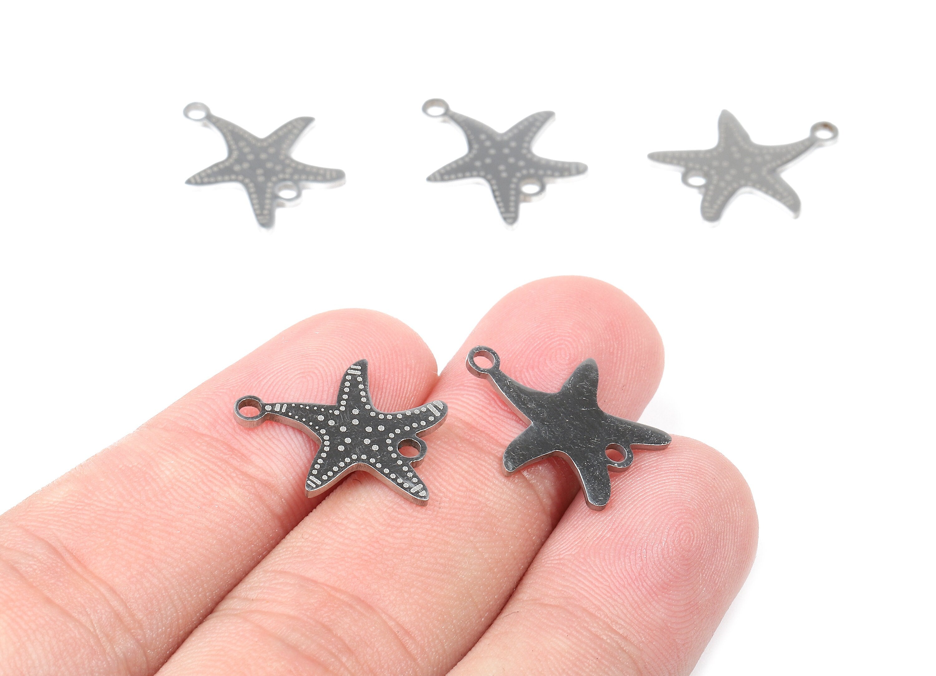 Stainless Steel Starfish Connector - Starfish Earrings Charms and Pendant - Bracelet Pendant - 18.01x15.01x0.95mm - SS1100 - DOMEDBAZAAR