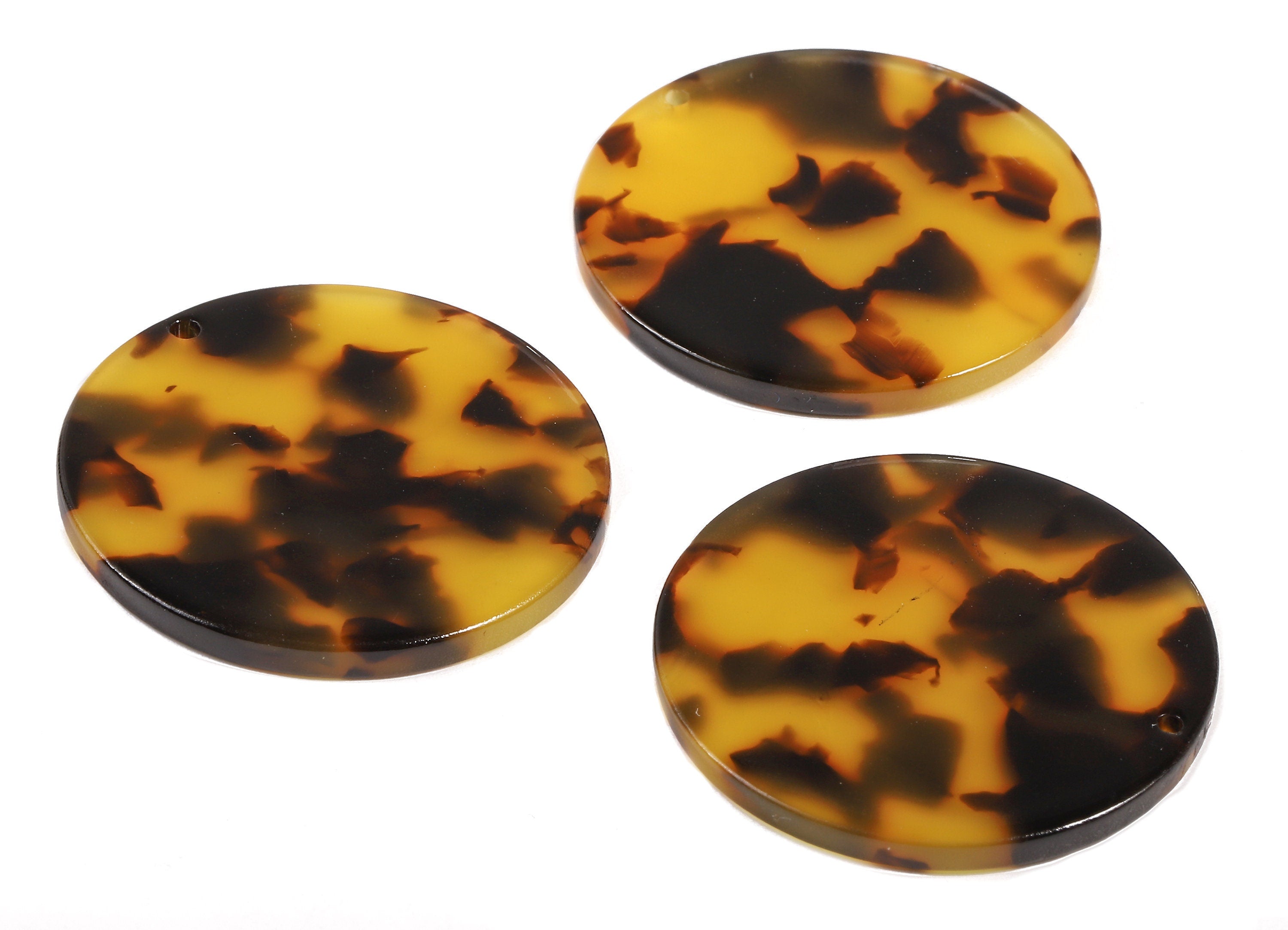 Acetate Round Charms - Round Earring and Pendant - Tortoise Shell - Jewelry Supplies - Color Code: A02 - 30.33x30.33x2.58mm - AC1315-A02 - DOMEDBAZAAR