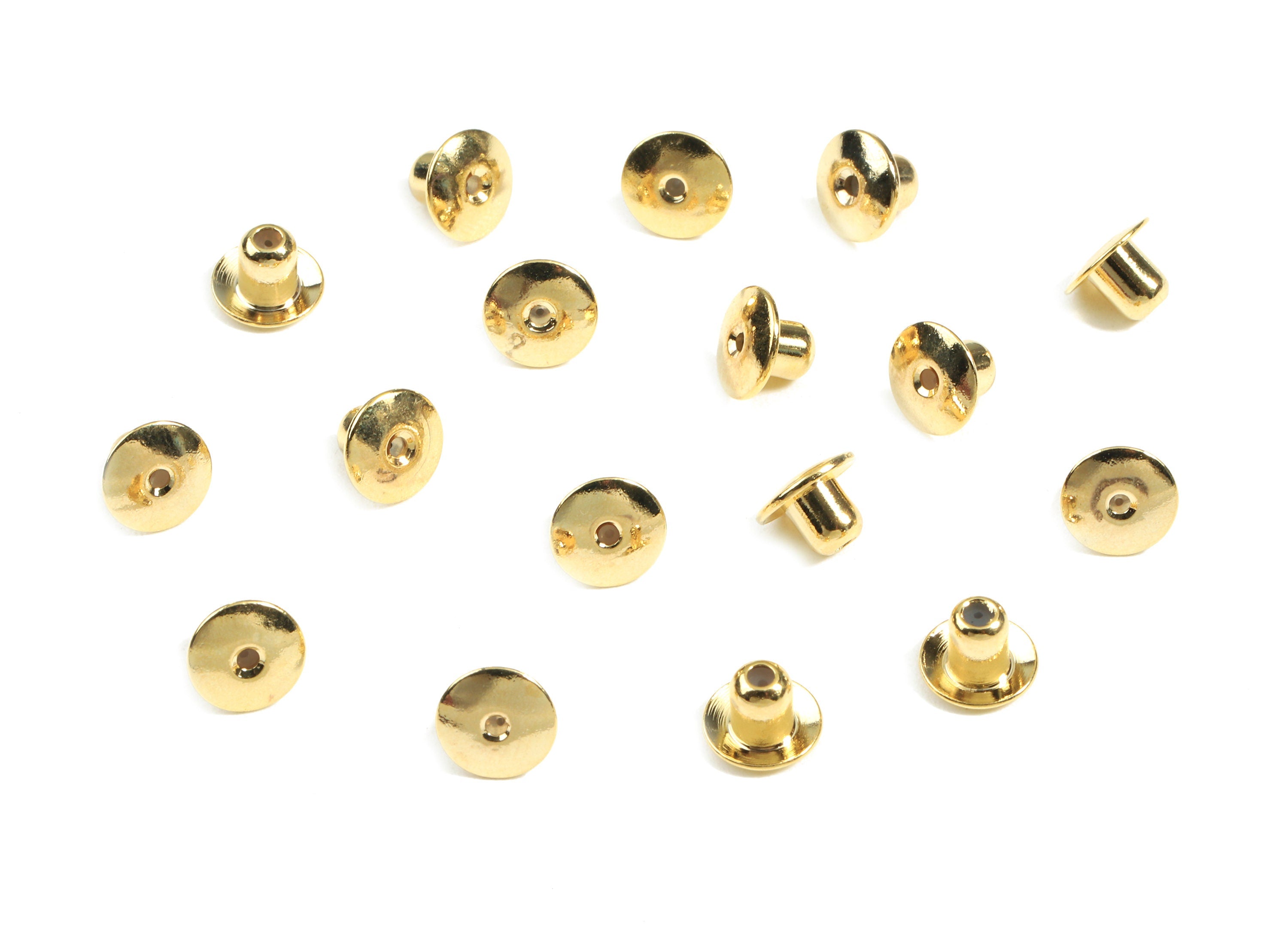 Brass Earring Stopper With Rubber - Brass Gold Ear Nuts & Ear Wire Backs - 18K Real Gold Plated Brass - 4.99x6.94x0.39mm - RGP2386 - DOMEDBAZAAR