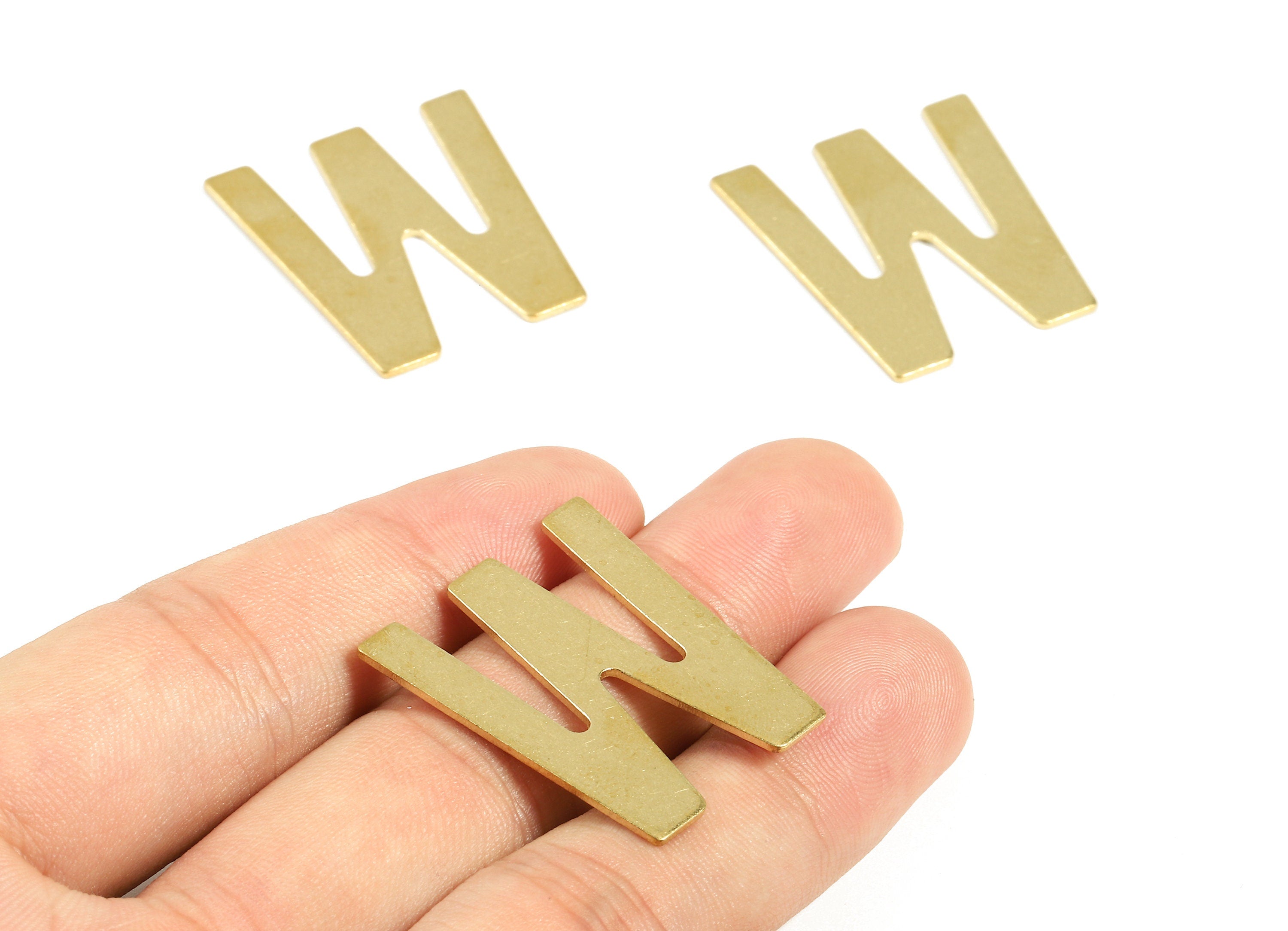 Brass W Blank - Raw Brass Letter W Blank - Brass Letter Wallart Decoration - Brass Alphabet W Blank - 30x27.19x1.49mm - PP2751 - DOMEDBAZAAR