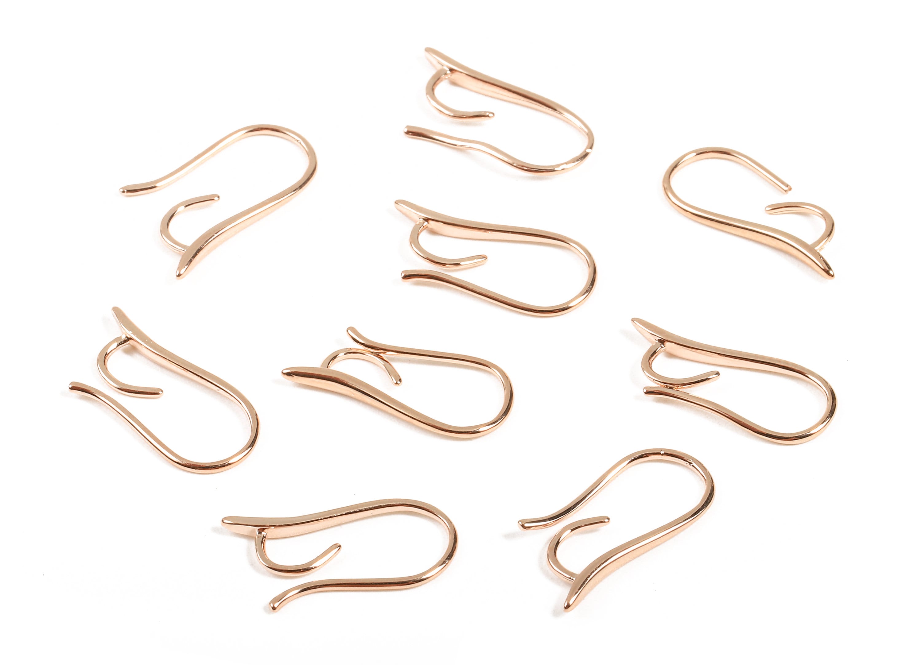 Brass Earring Hooks - Brass Earring Wires - 18K Rose Gold Plated - Earring Hook Findings - Jewelry Supplies - 14.9x7.9x1.57mm - RGP1031 - DOMEDBAZAAR