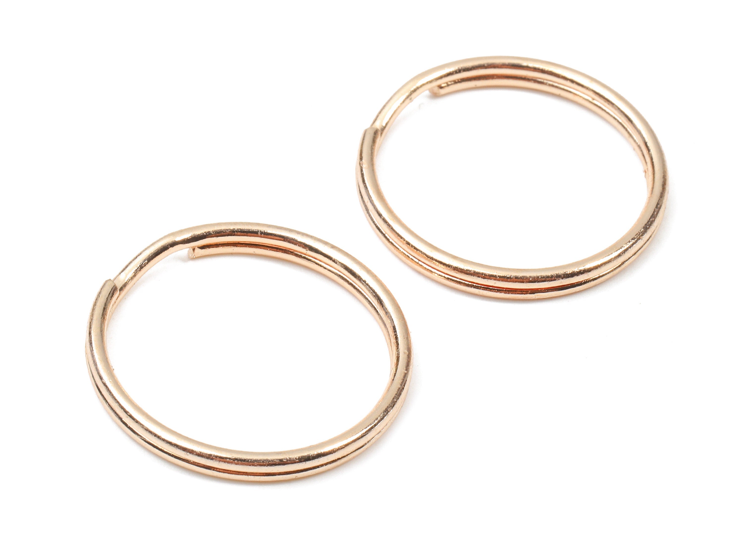Rose Gold Metal Key Rings - Split Rings - Circle Key Rings - Keychain Connectors - Key Ring Findings - 24.59x24.59x1.5mm - PP2851R - DOMEDBAZAAR