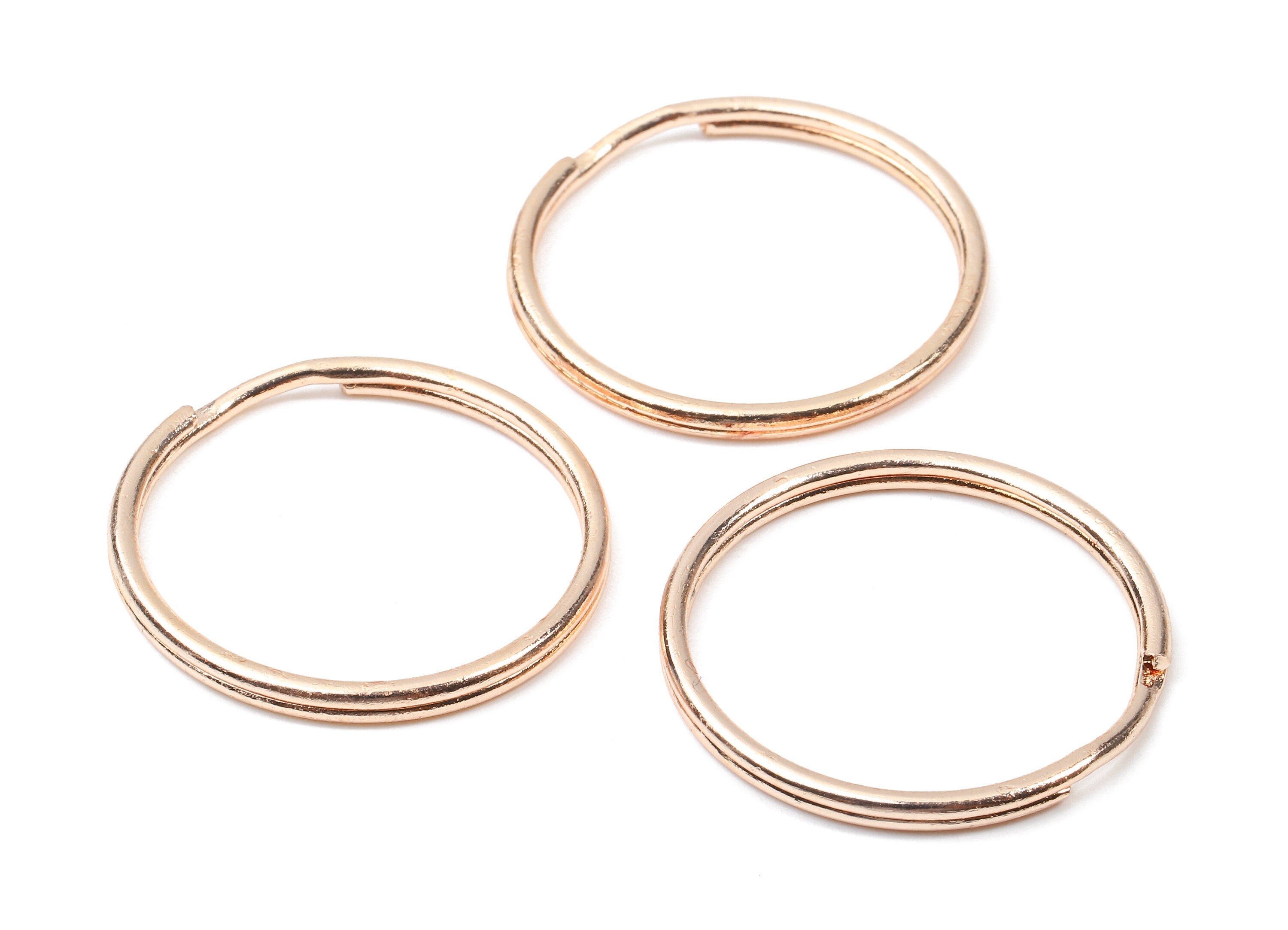 Rose Gold Metal Key Rings - Split Rings - Circle Key Rings - Keychain Connectors - Key Ring Findings - 29.37x29.37x1.73mm - PP2853R - DOMEDBAZAAR