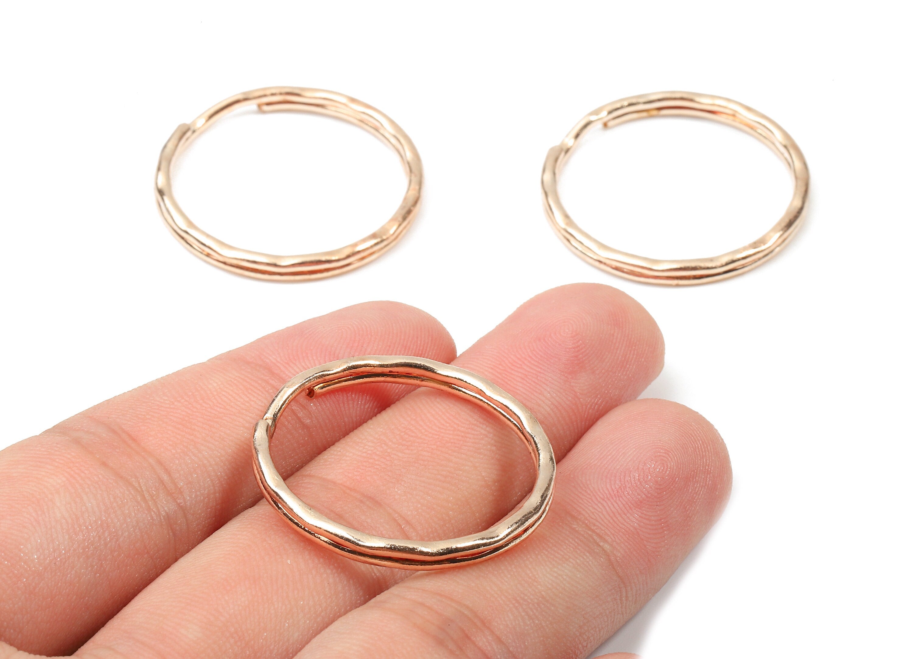 Rose Gold Metal Key Rings - Split Rings - Circle Key Rings - Keychain Connectors - Key Ring Findings - 30.36x30.36x1.7mm - PP2856R - DOMEDBAZAAR