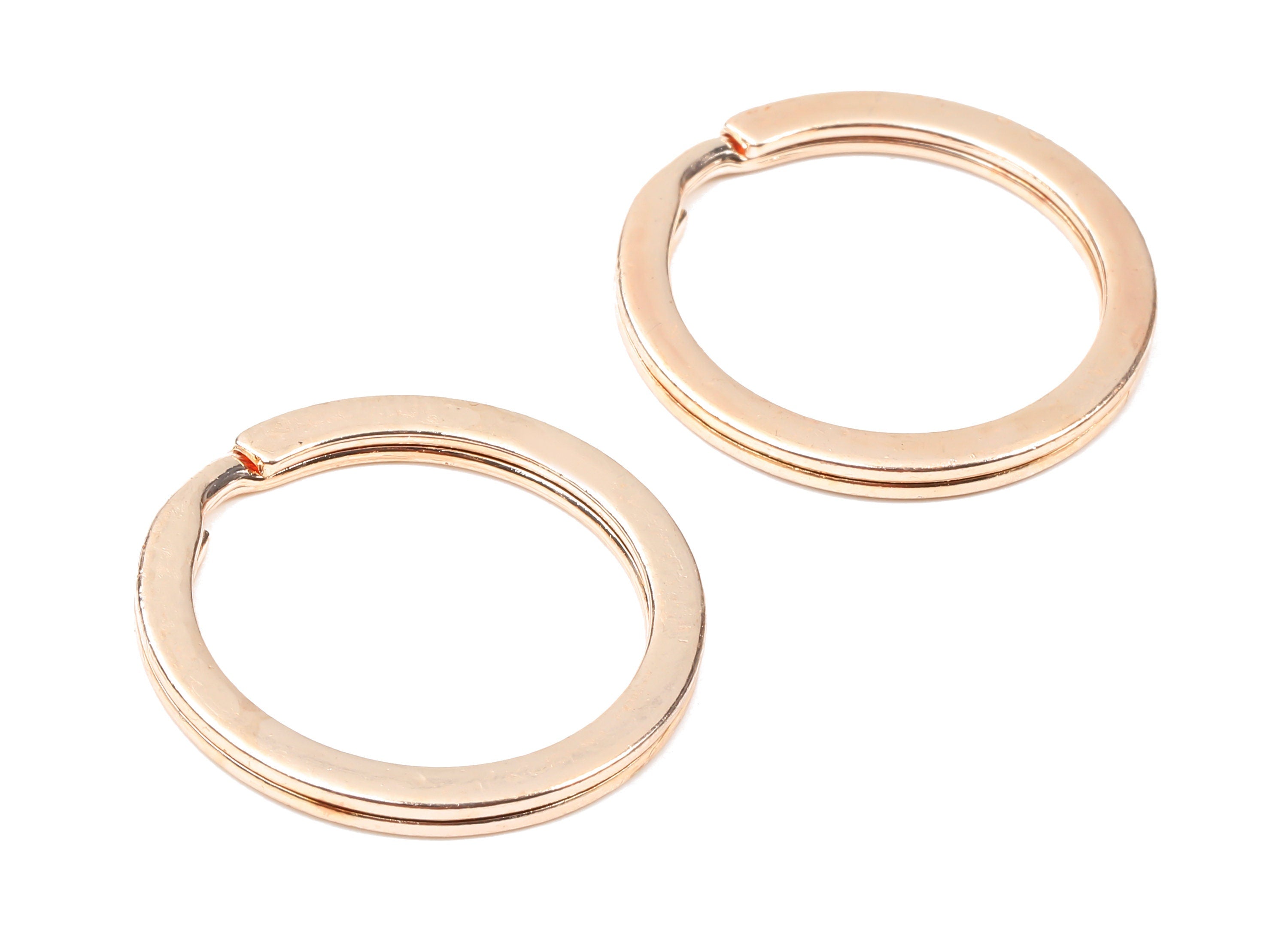 Rose Gold Metal Key Rings - Flat Split Rings - Circle Key Rings - Keychain Connectors - Jewelry Supplies - 27.77x27.77x2mm - PP2858R - DOMEDBAZAAR
