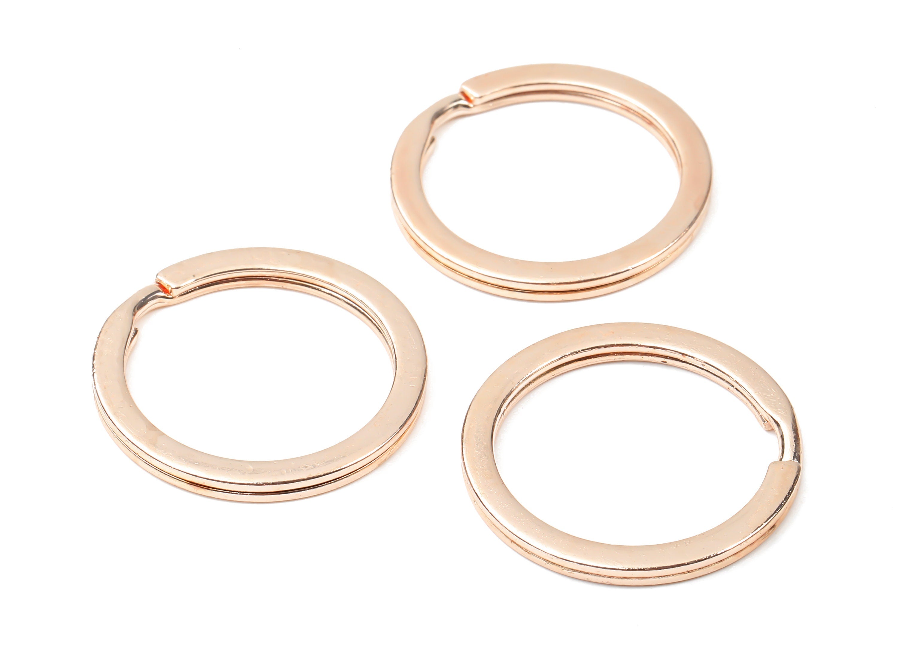 Rose Gold Metal Key Rings - Flat Split Rings - Circle Key Rings - Keychain Connectors - Jewelry Supplies - 27.77x27.77x2mm - PP2858R - DOMEDBAZAAR