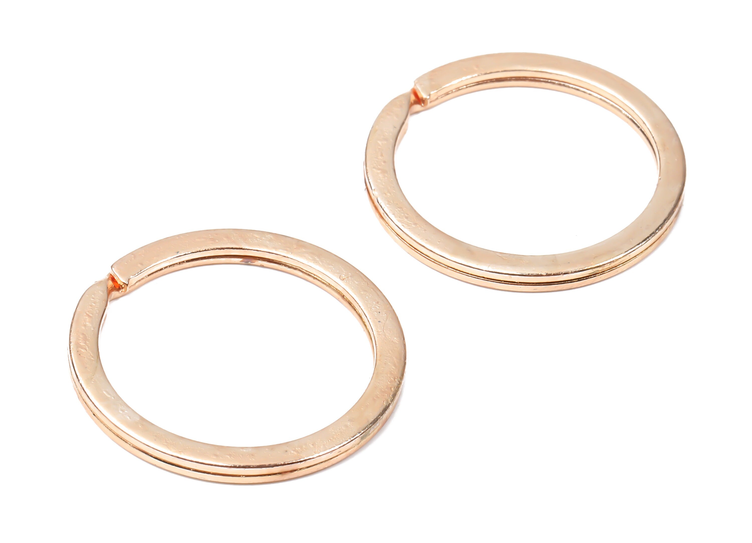 Rose Gold Metal Key Rings - Falt Split Rings - Circle Key Rings - Keychain Connectors - Key Ring Findings - 29.8x29.8x2mm - PP2859R - DOMEDBAZAAR
