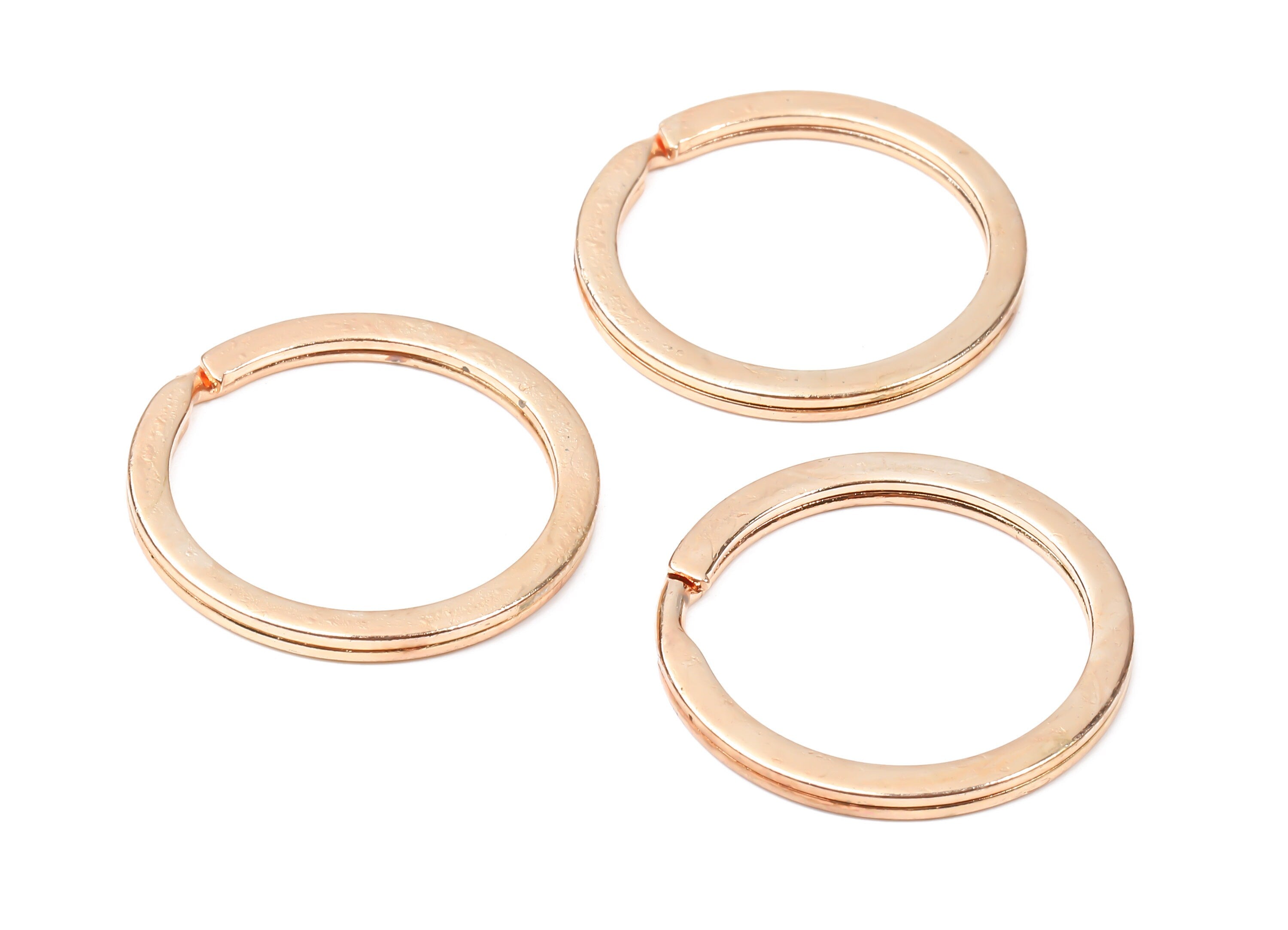 Rose Gold Metal Key Rings - Falt Split Rings - Circle Key Rings - Keychain Connectors - Key Ring Findings - 29.8x29.8x2mm - PP2859R - DOMEDBAZAAR