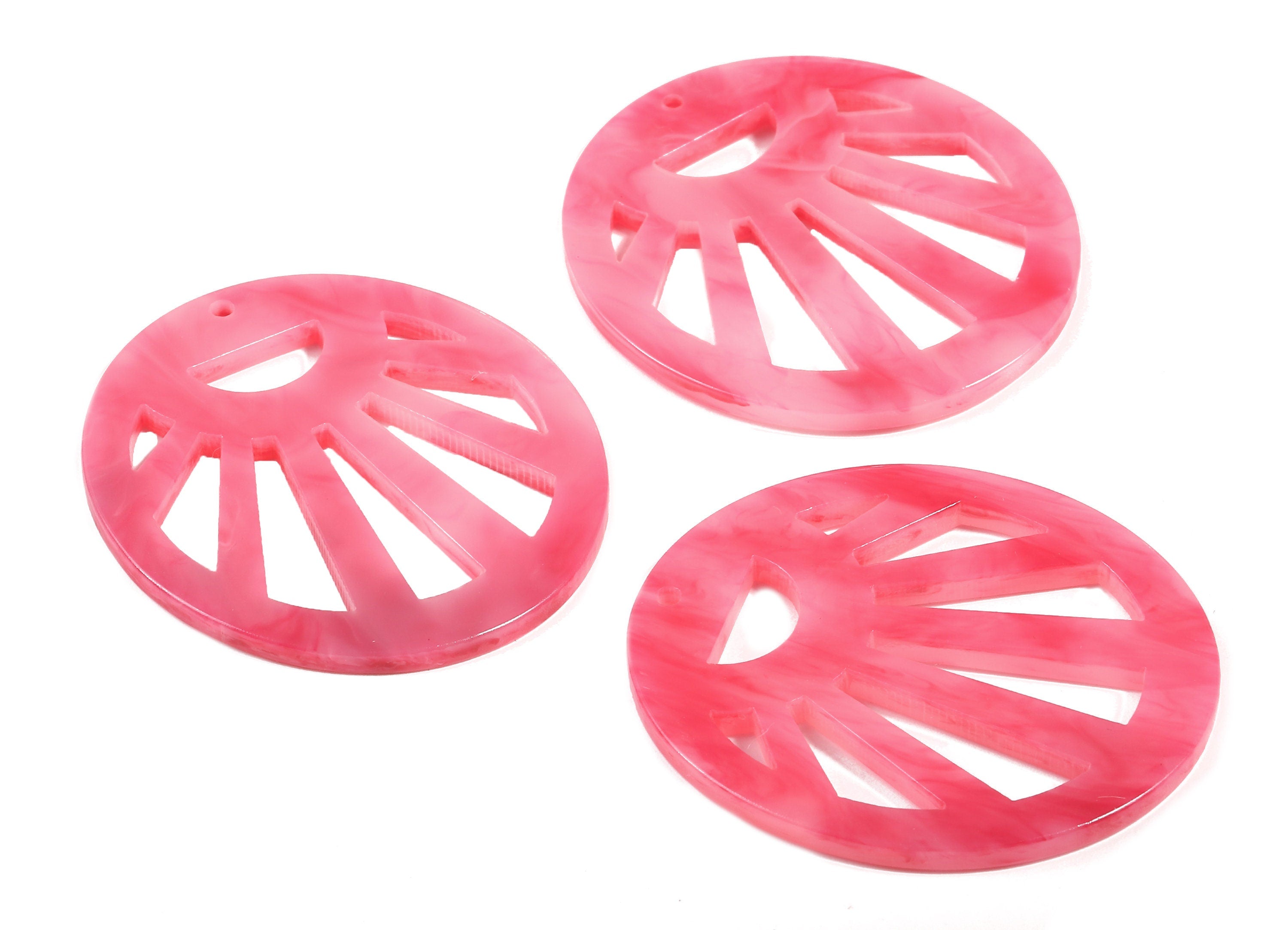 Acetate Round Charms - Round Earrings and Pendant - Earring Findings - Jewelry Supplies - Color Code:A379 - 44.64x39.82x2.55mm - AC1717-A379 - DOMEDBAZAAR