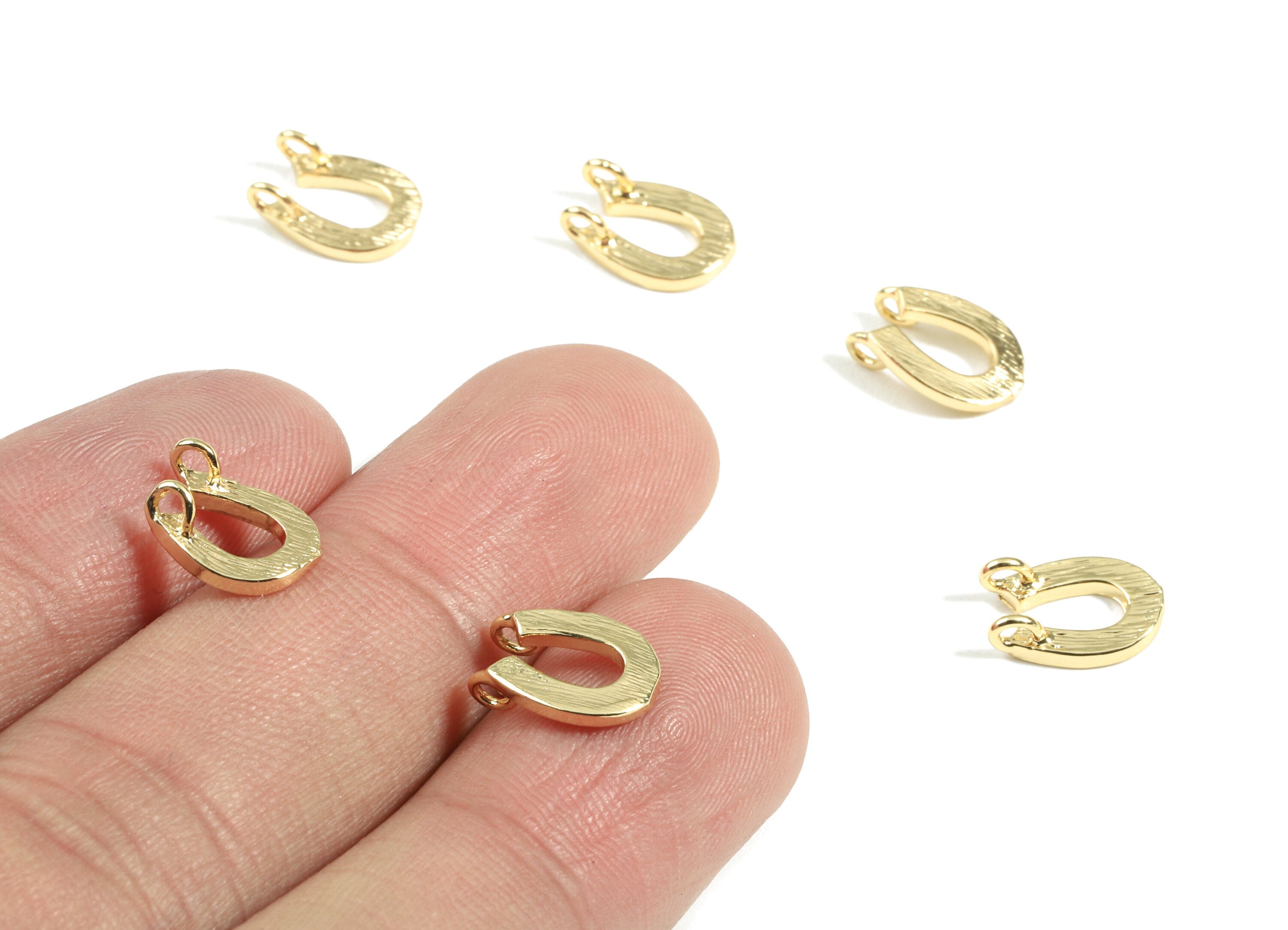 Brass Horsehoe Connector - Brass Horsehoe For Earring, Necklace and Bracelet - 18K Real Gold Plated Brass - 11.21x7.71x1.3mm - RGP2387 - DOMEDBAZAAR