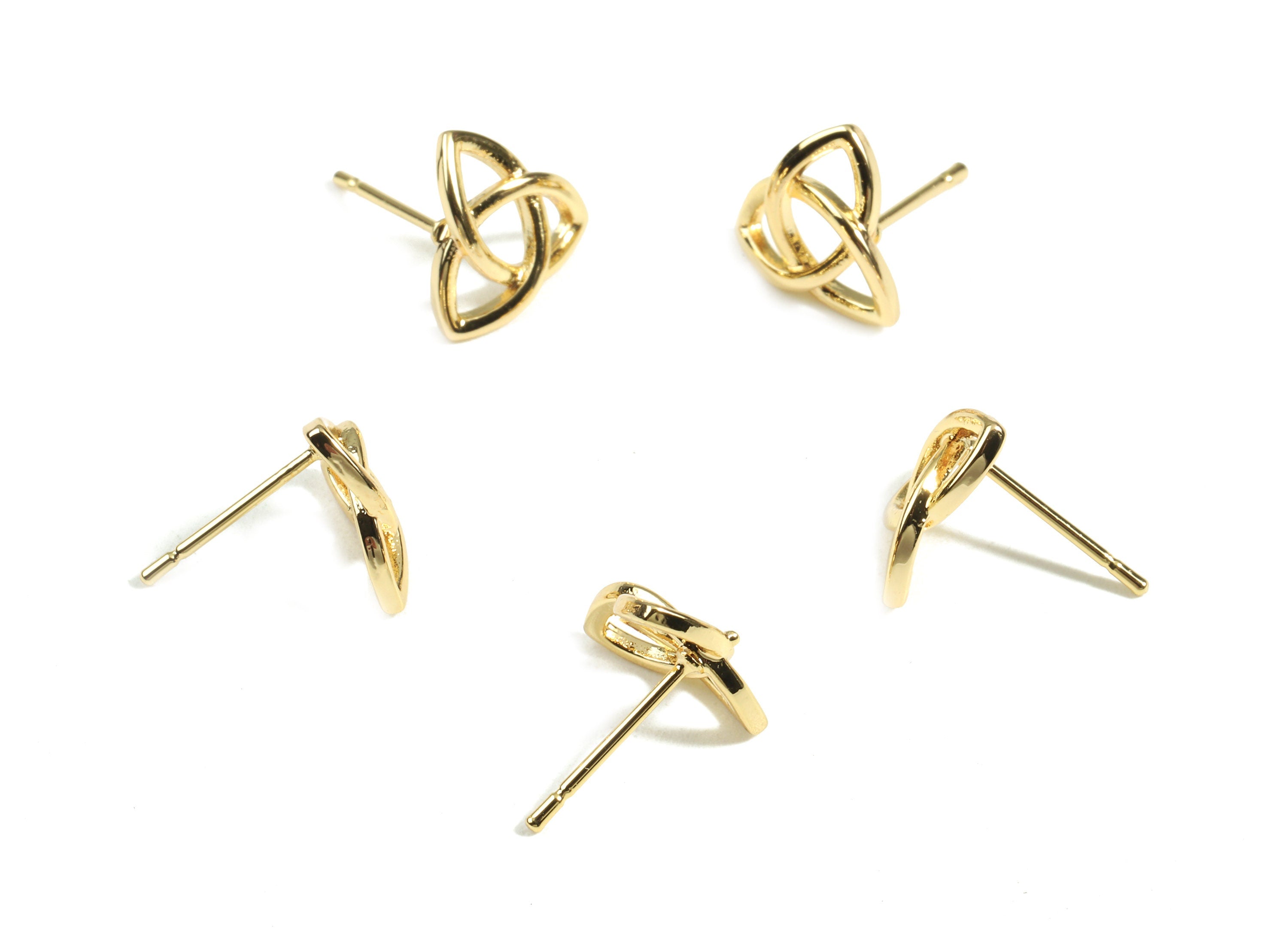 Brass Celtic Knot Earring Stud - Brass Celtic Knot Earring Post - 18K Real Gold Plated Brass - Jewelry Supplies - 10.9x10.9x1.32mm - RGP2370 - DOMEDBAZAAR