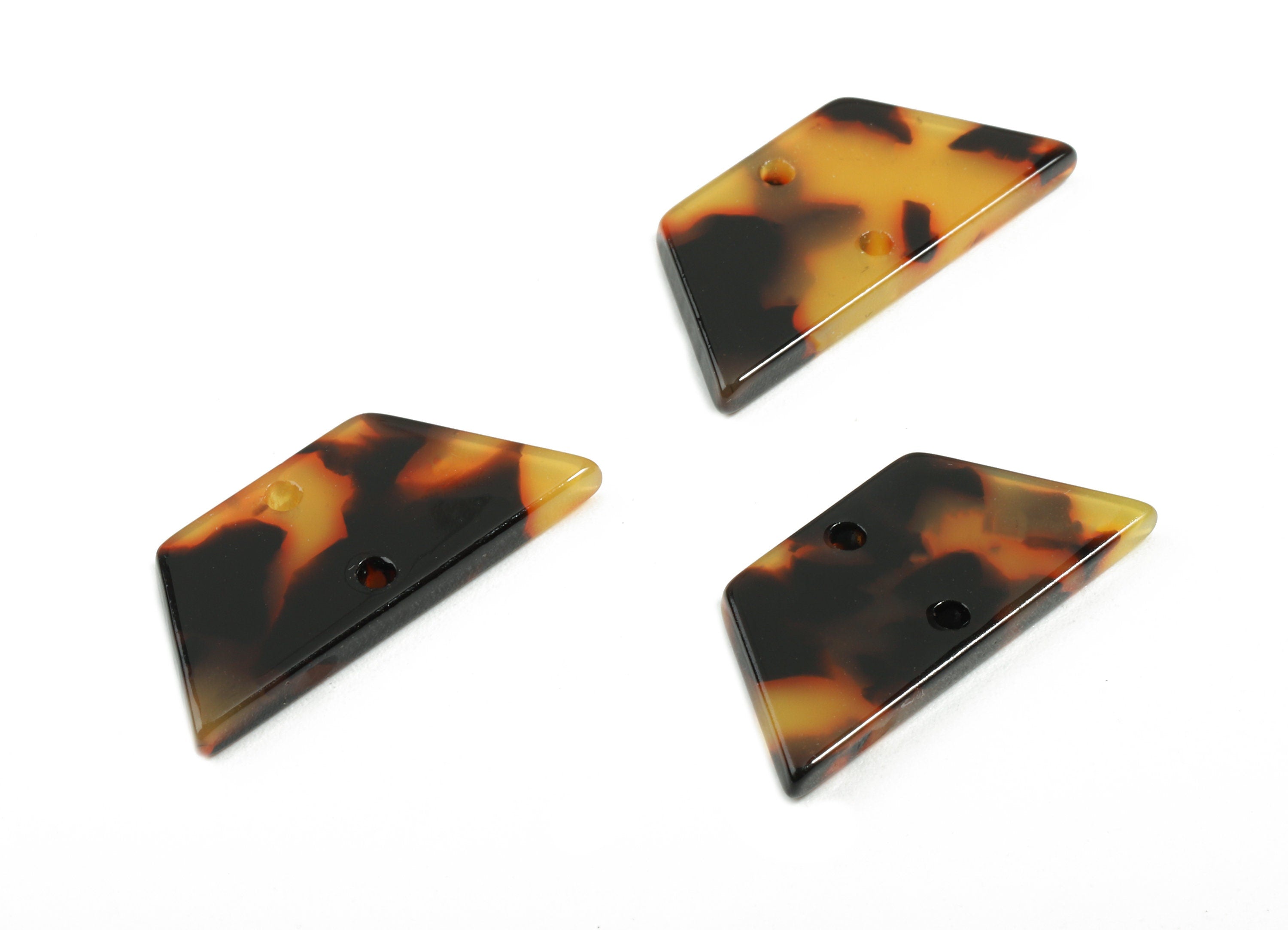 Acetate Trapezoid Connectors - 2 Holes Trapezoid Tortoise Shell Earring - Jewelry Supplies - Color Code: A01 - 28.5x12.65x2.6mm - AC1806-A01 - DOMEDBAZAAR