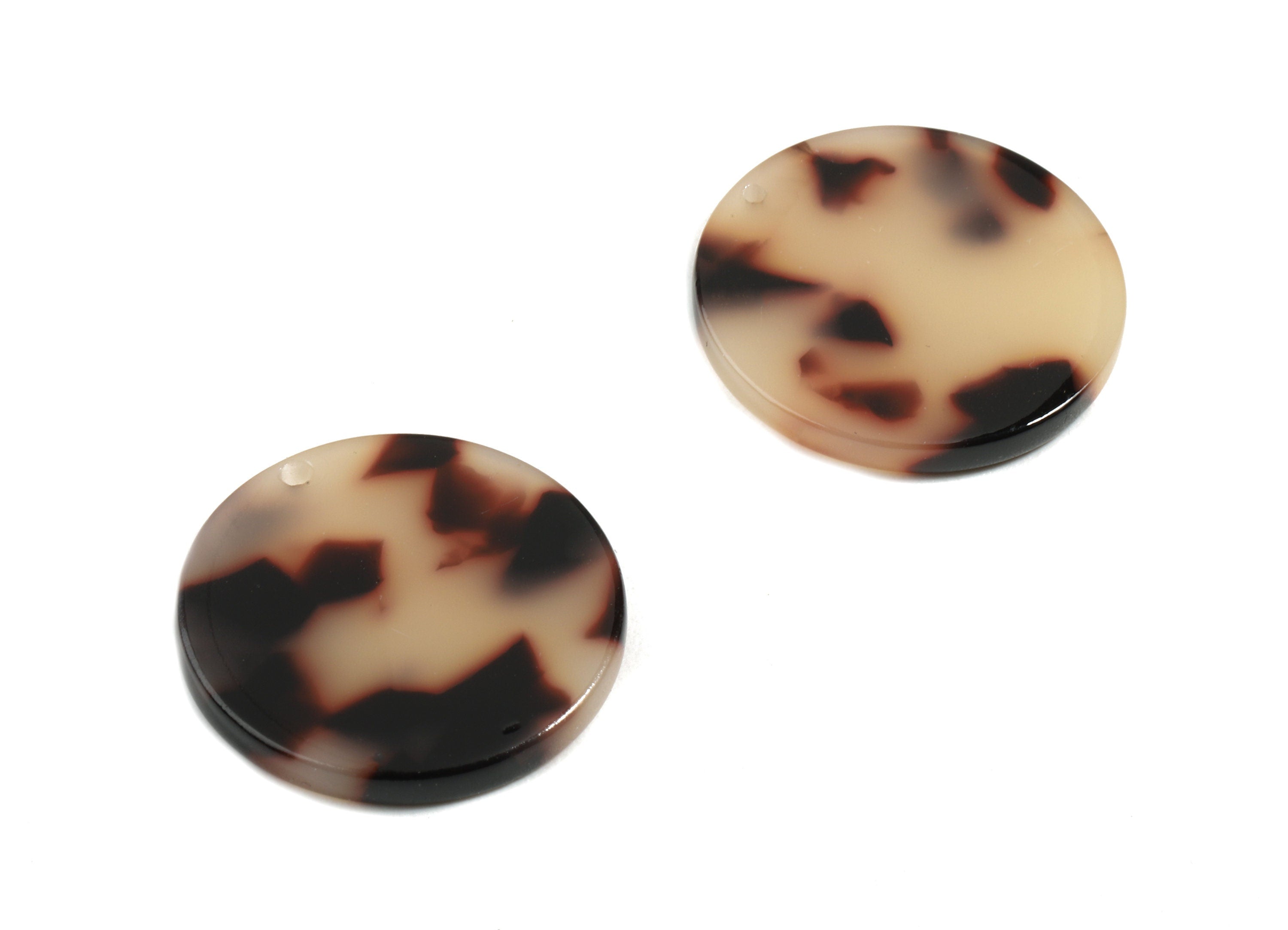 Acetate Round Charms - Round Earrings and Pendant - Blonde Tortoise Shell Earrings - Color Code: A07 - 21.85x21.85x2.68mm - AC1170-A07 - DOMEDBAZAAR
