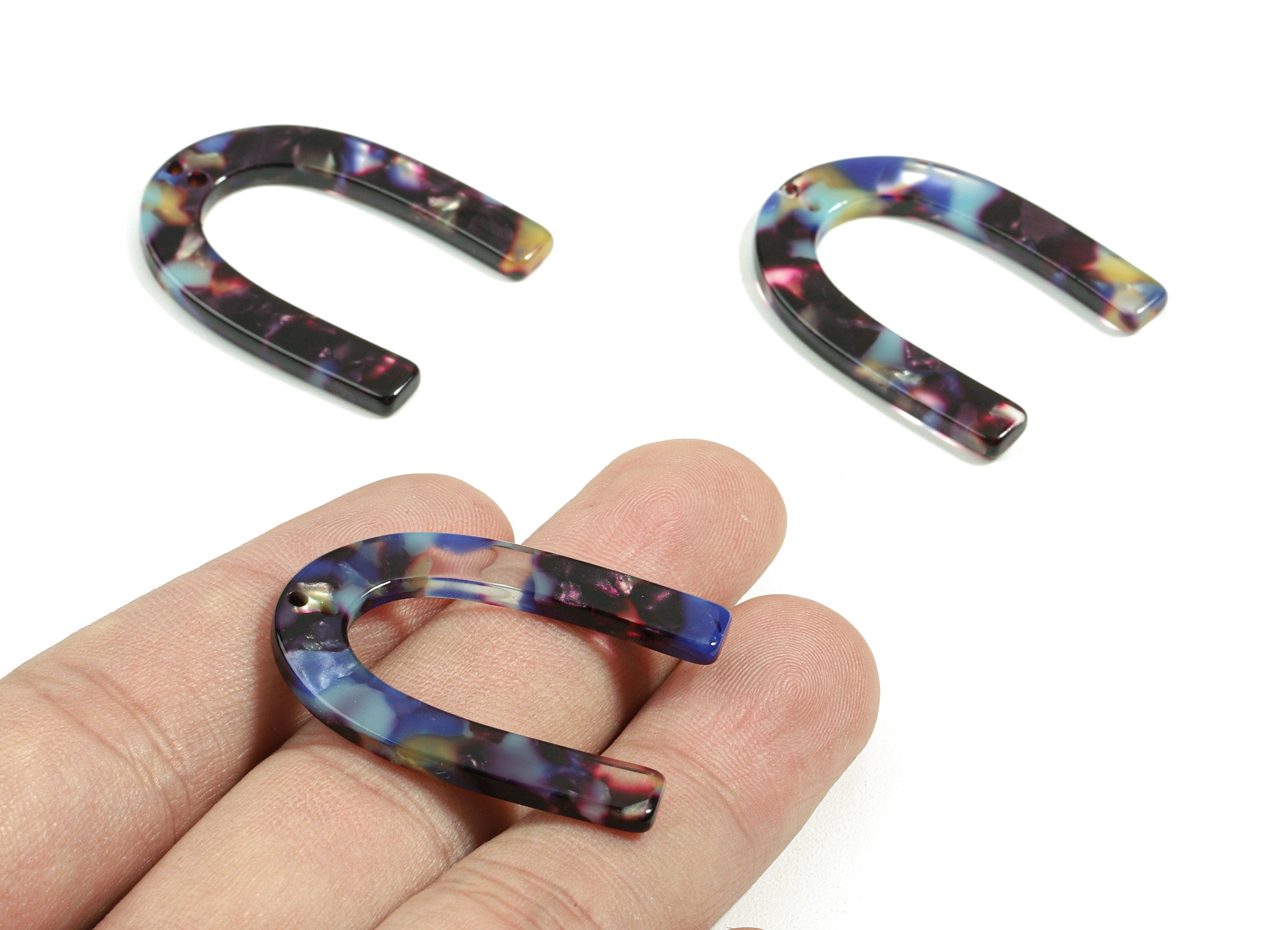 Acetate U Earring Connectors - U Earring Charms - Earring Findings - Jewelry Supplies - Color Code: A23 - 34.61x26.25x2.55mm - AC1114-A23 - DOMEDBAZAAR