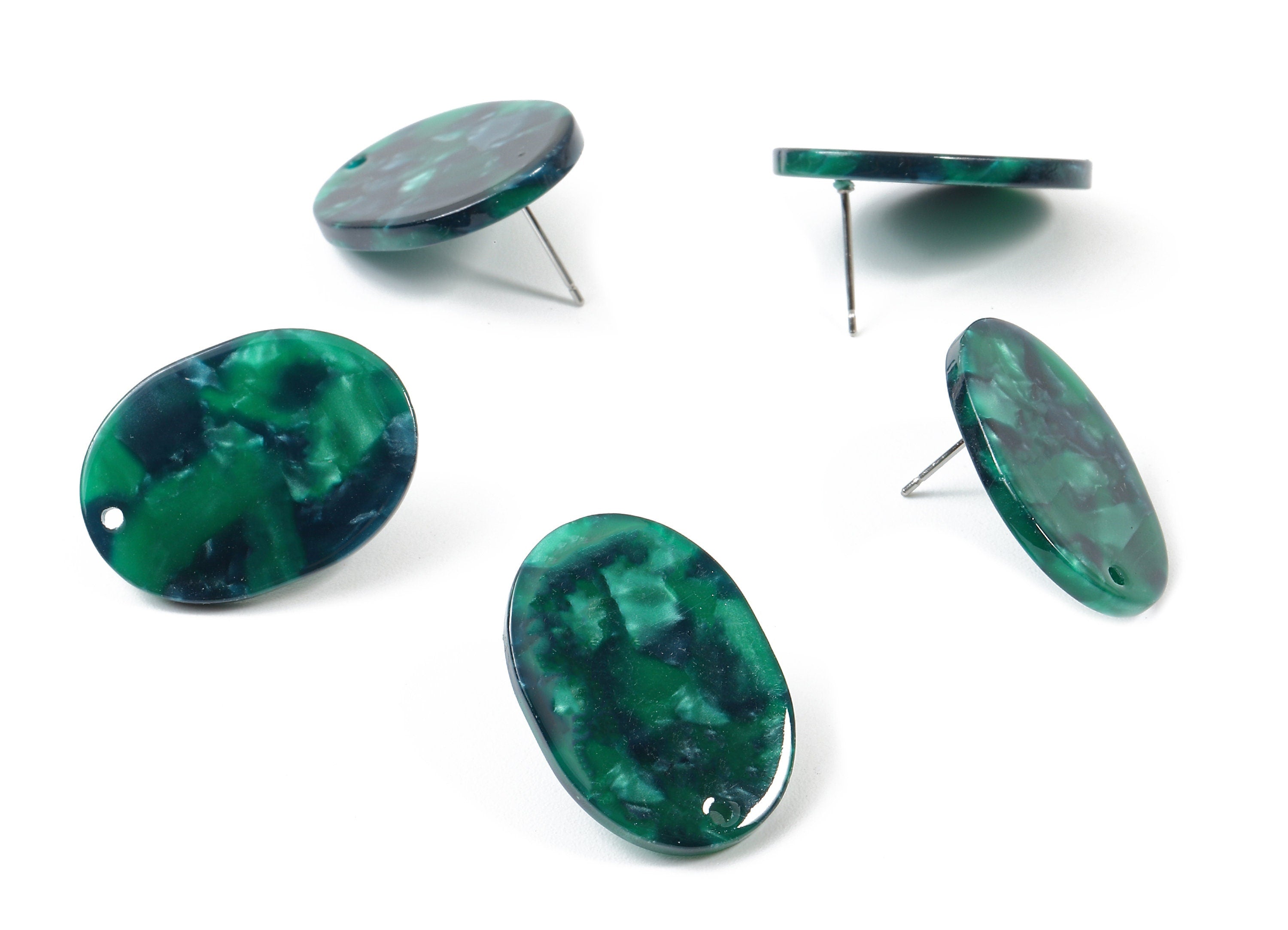 Acetate Oval Earring Stud - Oval Earring Post and Stud - Surgical Steel Earring Post - Color Code: A13 - 26.49x19.2x2.45mm - AC1002-A13 - DOMEDBAZAAR