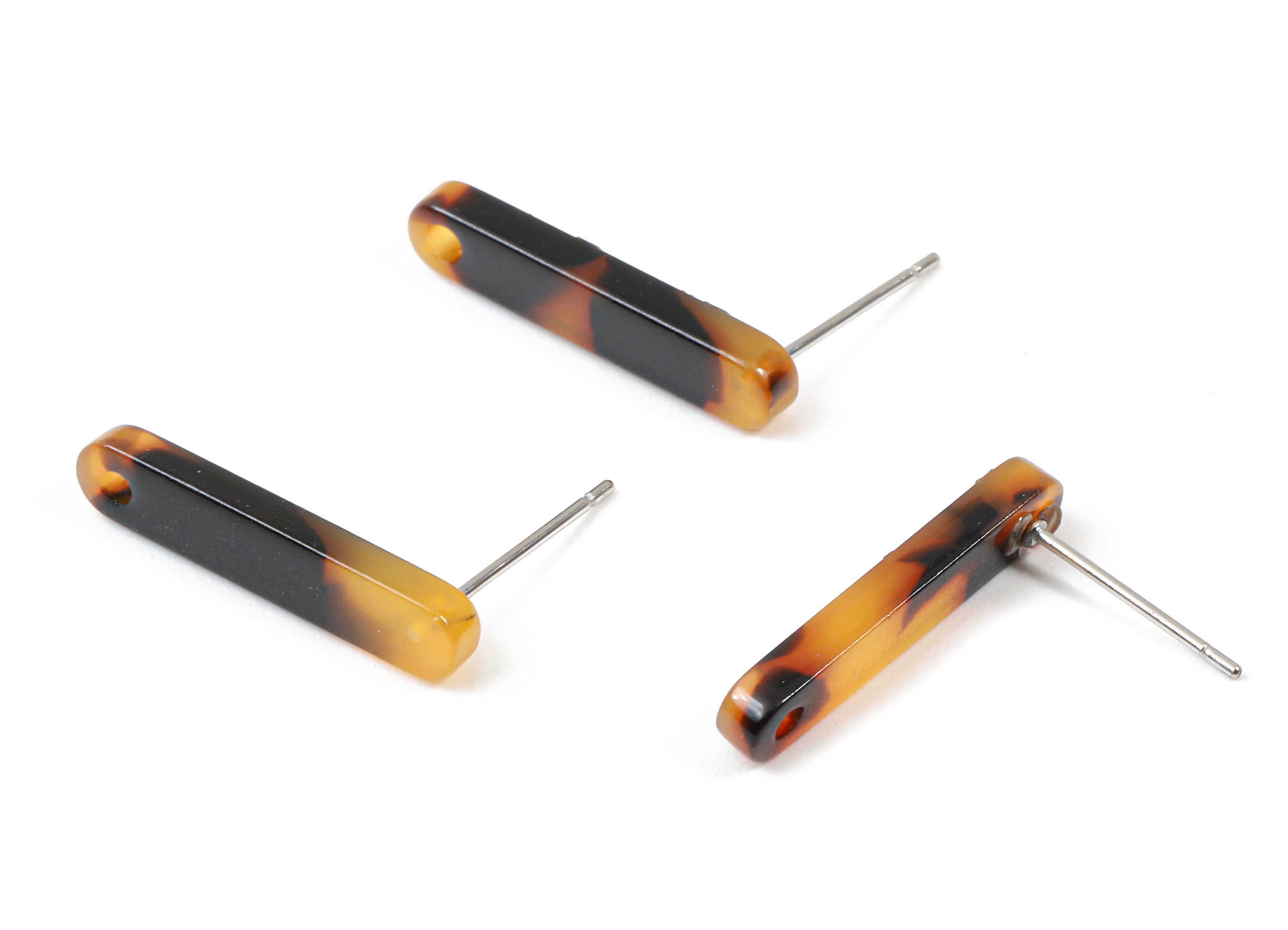 Acetate Stick Earring Post - Tortoise Shell Earring Stud - Stick Earring Stud and Post - Color Code:A01 - 20.6x4.27x2.6mm - AC1577-A01 - DOMEDBAZAAR
