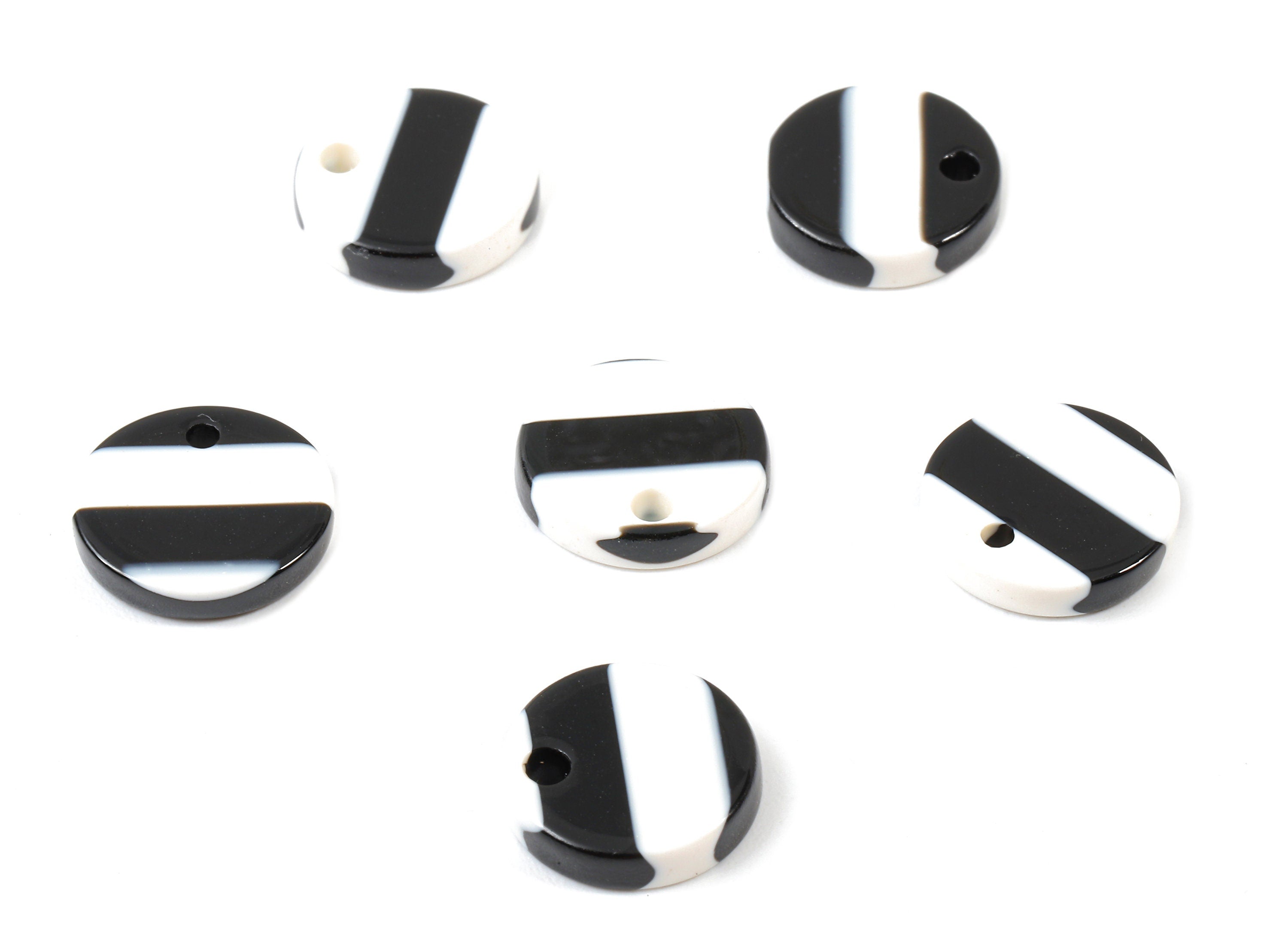 Acetate Round Charms - Round Earrings and Pendant - Zebra Earrings - Jewelry Supplies - Color Code: A64 - 12.9x12.9x2.7mm - AC1101-A64 - DOMEDBAZAAR