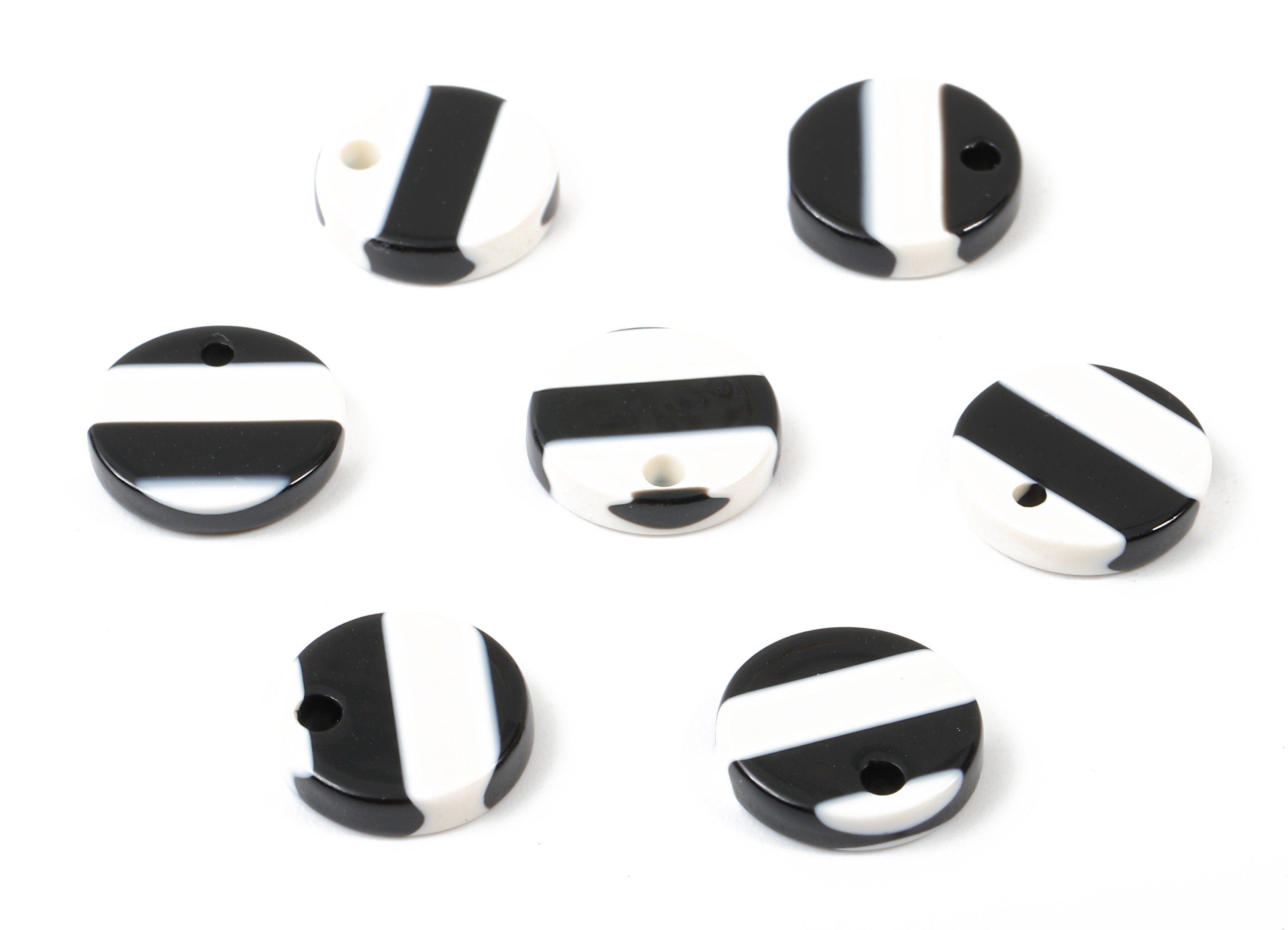 Acetate Round Charms - Round Earrings and Pendant - Zebra Earrings - Jewelry Supplies - Color Code: A64 - 12.9x12.9x2.7mm - AC1101-A64 - DOMEDBAZAAR