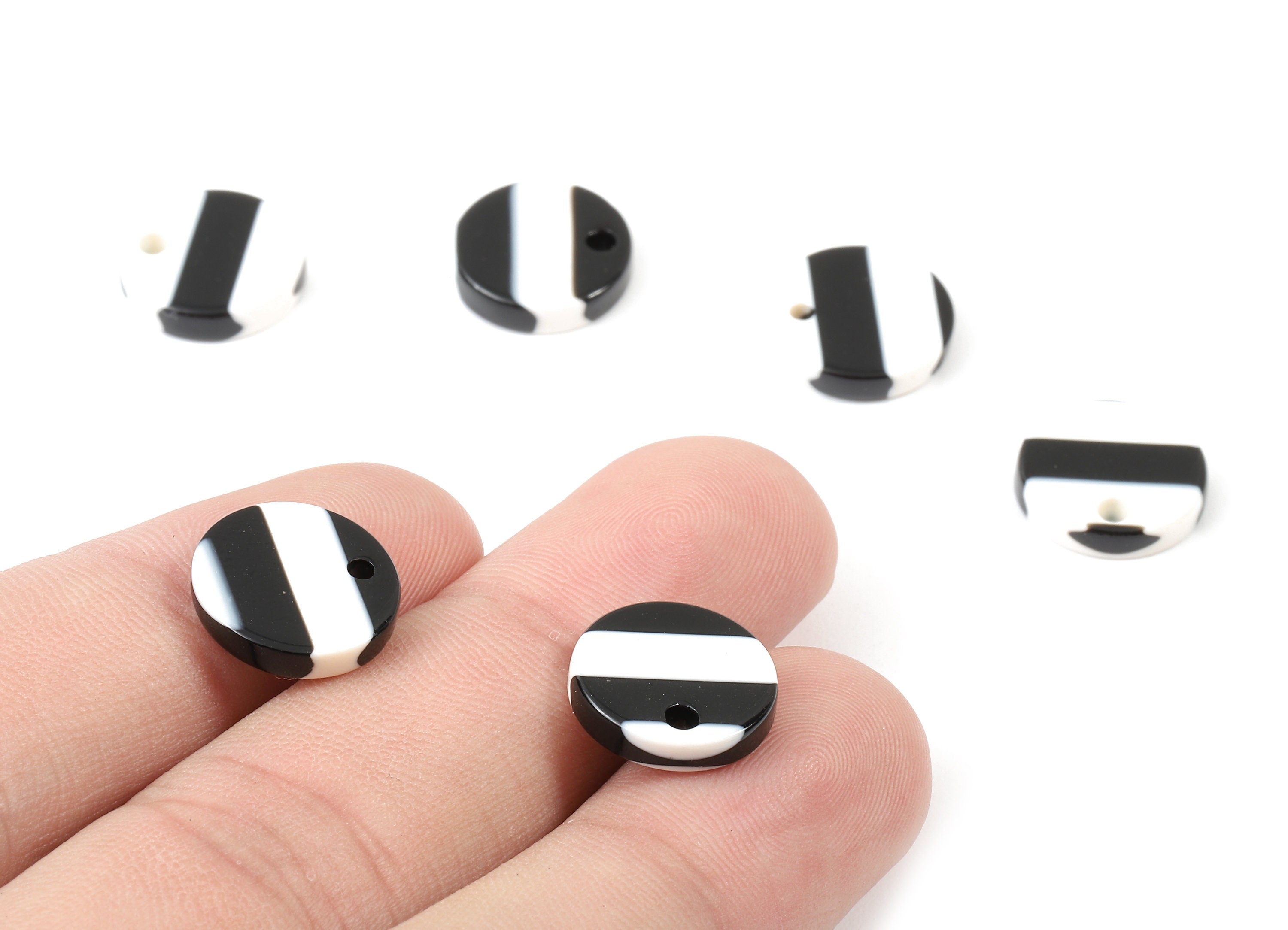 Acetate Round Charms - Round Earrings and Pendant - Zebra Earrings - Jewelry Supplies - Color Code: A64 - 12.9x12.9x2.7mm - AC1101-A64 - DOMEDBAZAAR