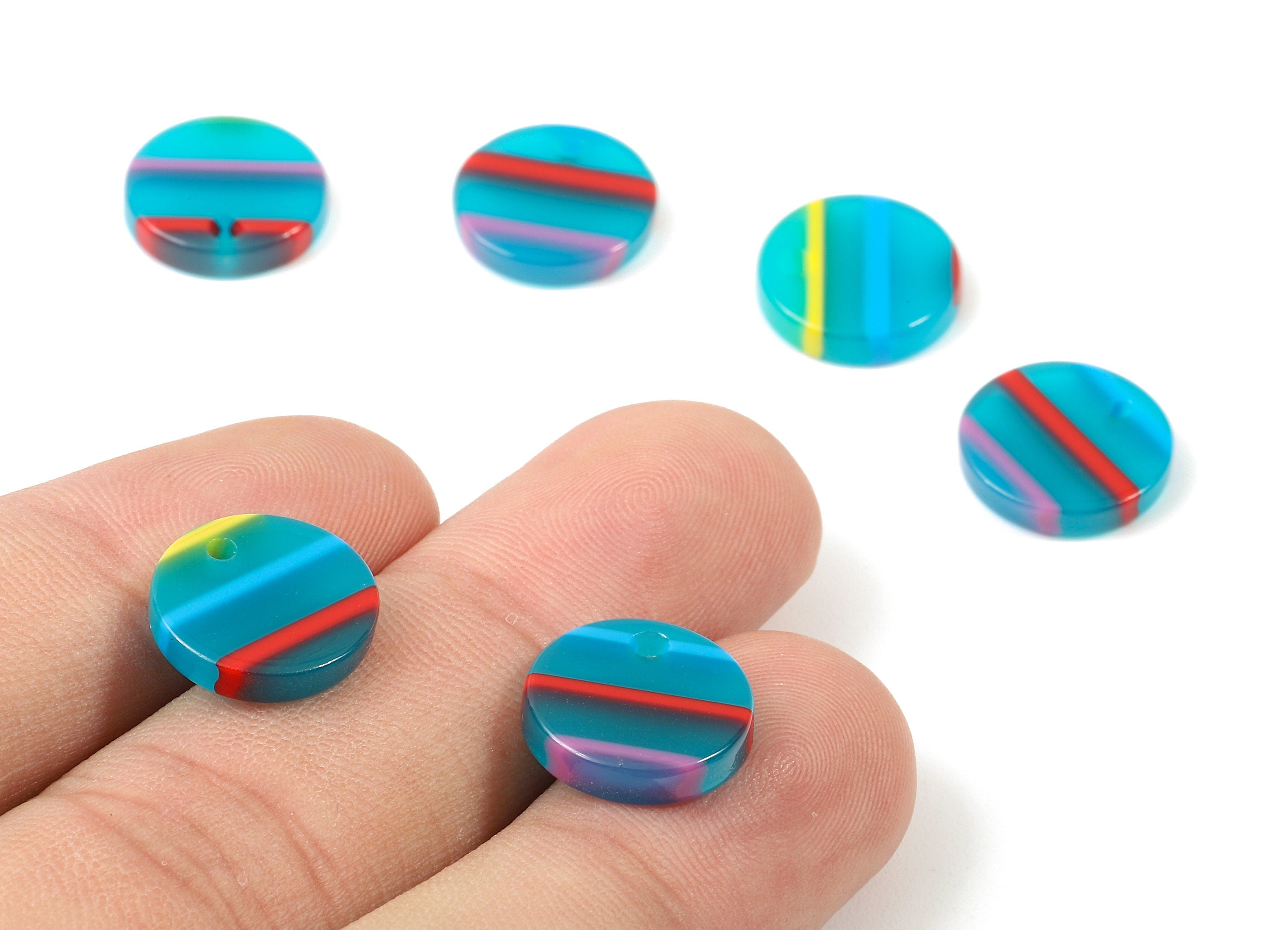 Acetate Round Charms - Round Earrings and Pendant - Earring Findings - Jewelry Supplies - Color Code: A139 - 12.9x12.9x2.7mm - AC1101-A139 - DOMEDBAZAAR