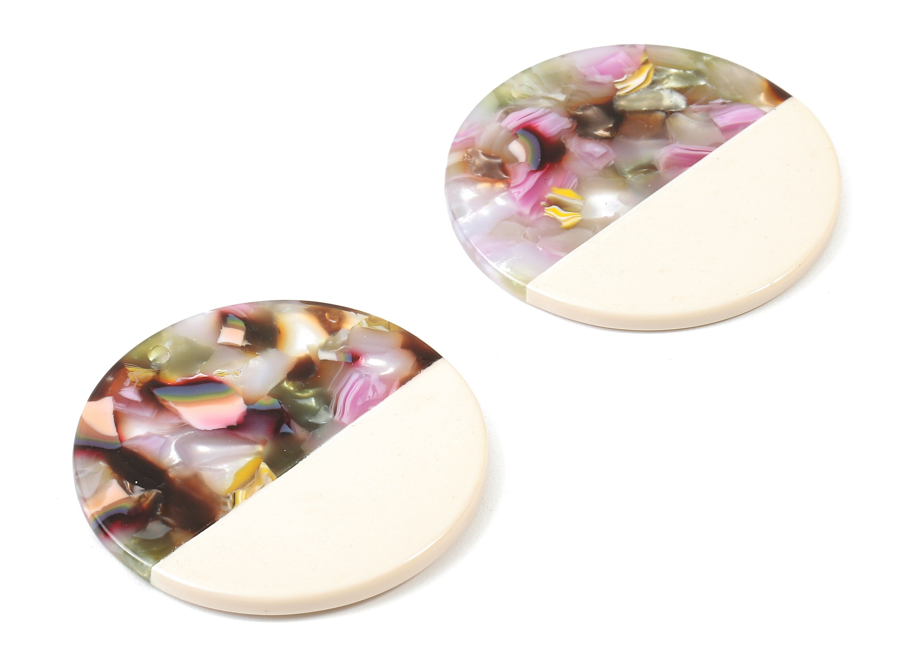 Acetate Round Charms - Coin Earrings and Pendant - Earring Findings - Jewelry Supply - Color Code: A414 - 35.1x35.1x2.5mm - AC1256-A414 - DOMEDBAZAAR