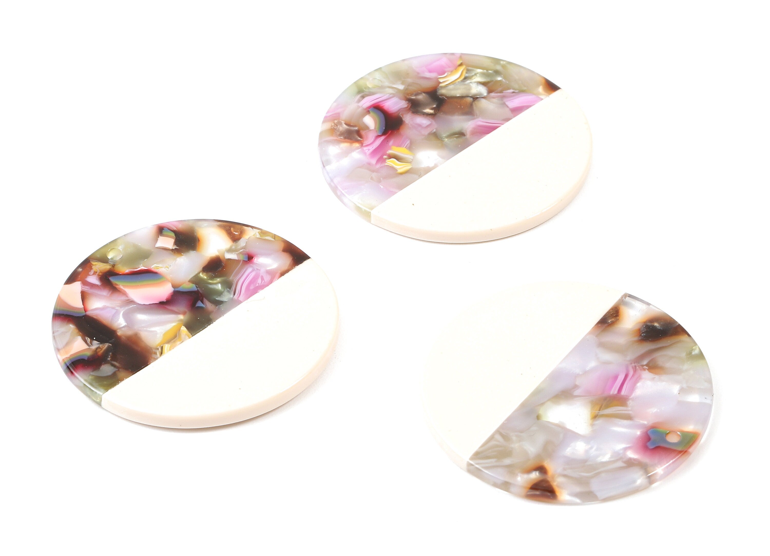 Acetate Round Charms - Coin Earrings and Pendant - Earring Findings - Jewelry Supply - Color Code: A414 - 35.1x35.1x2.5mm - AC1256-A414 - DOMEDBAZAAR