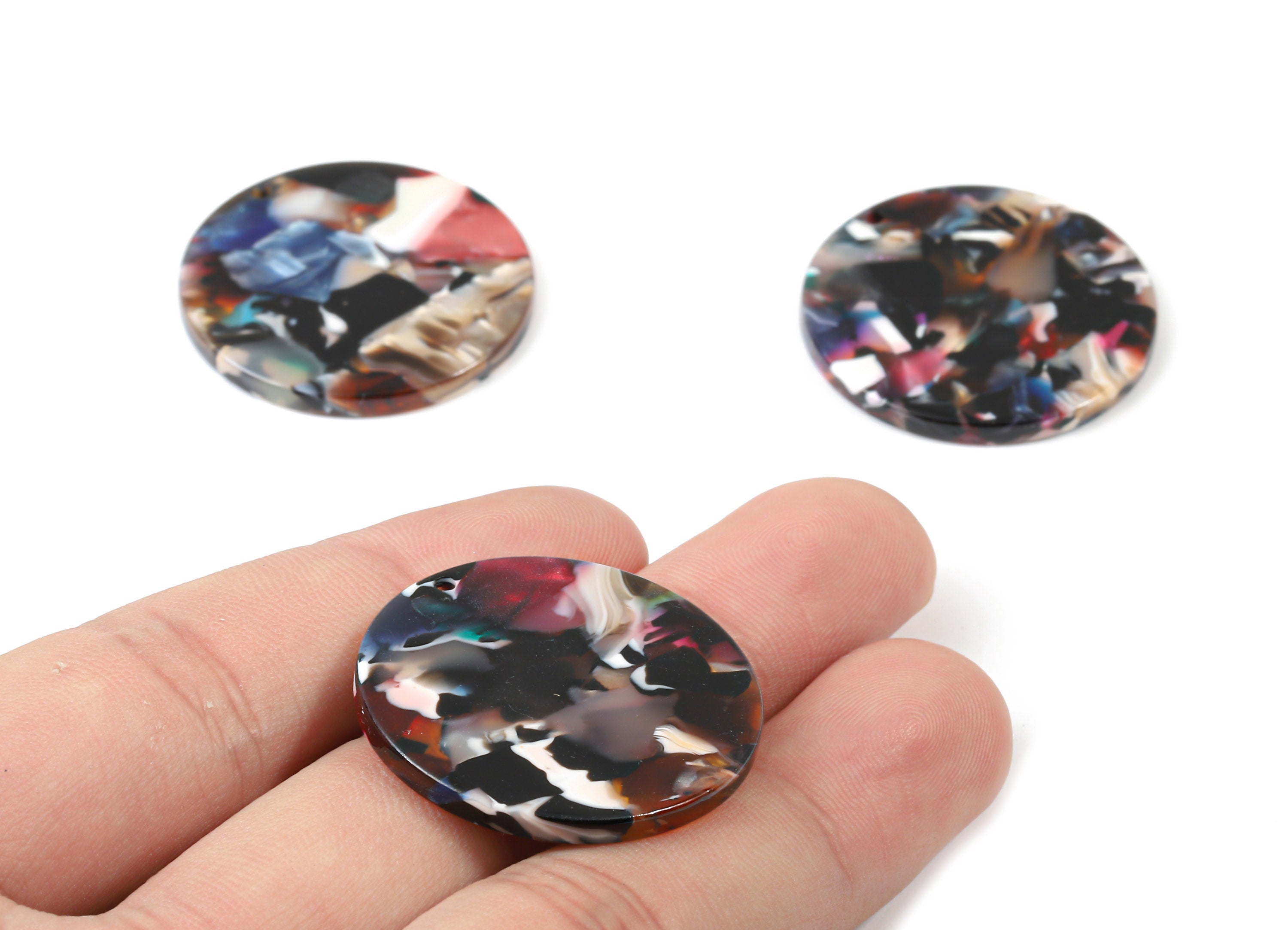 Acetate Round Charms - Round Earring and Pendant - Earring Findings - Jewelry Supplys - Color Code: A58 - 30.33x30.33x2.58mm - AC1315-A58 - DOMEDBAZAAR