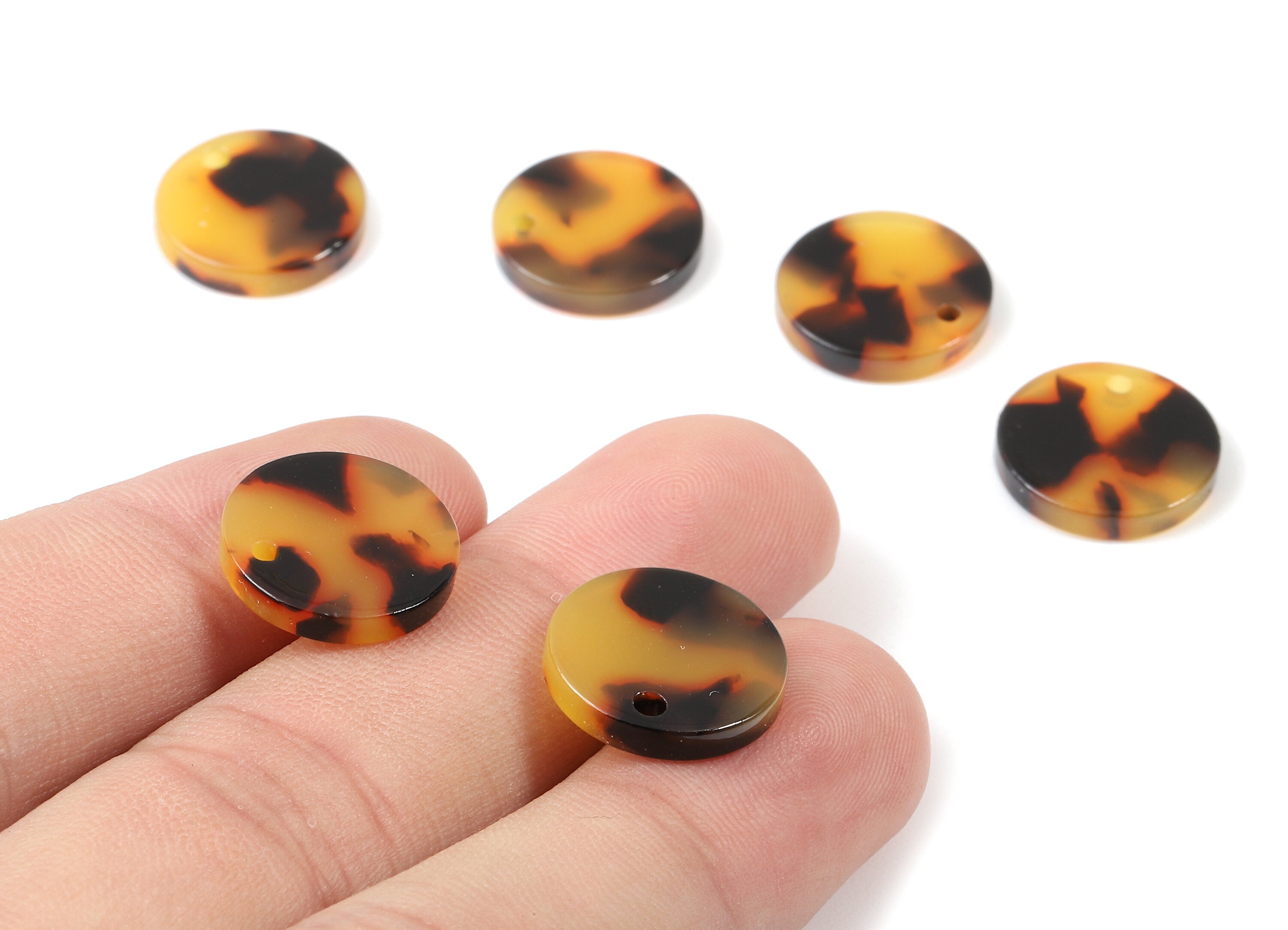 Acetate Round Charms - Tortoise Shell Earrings - Round Pendant - Jewelry Making Supplies - Color Code: A01 - 14.73x14.73x2.48mm - AC1064-A01 - DOMEDBAZAAR