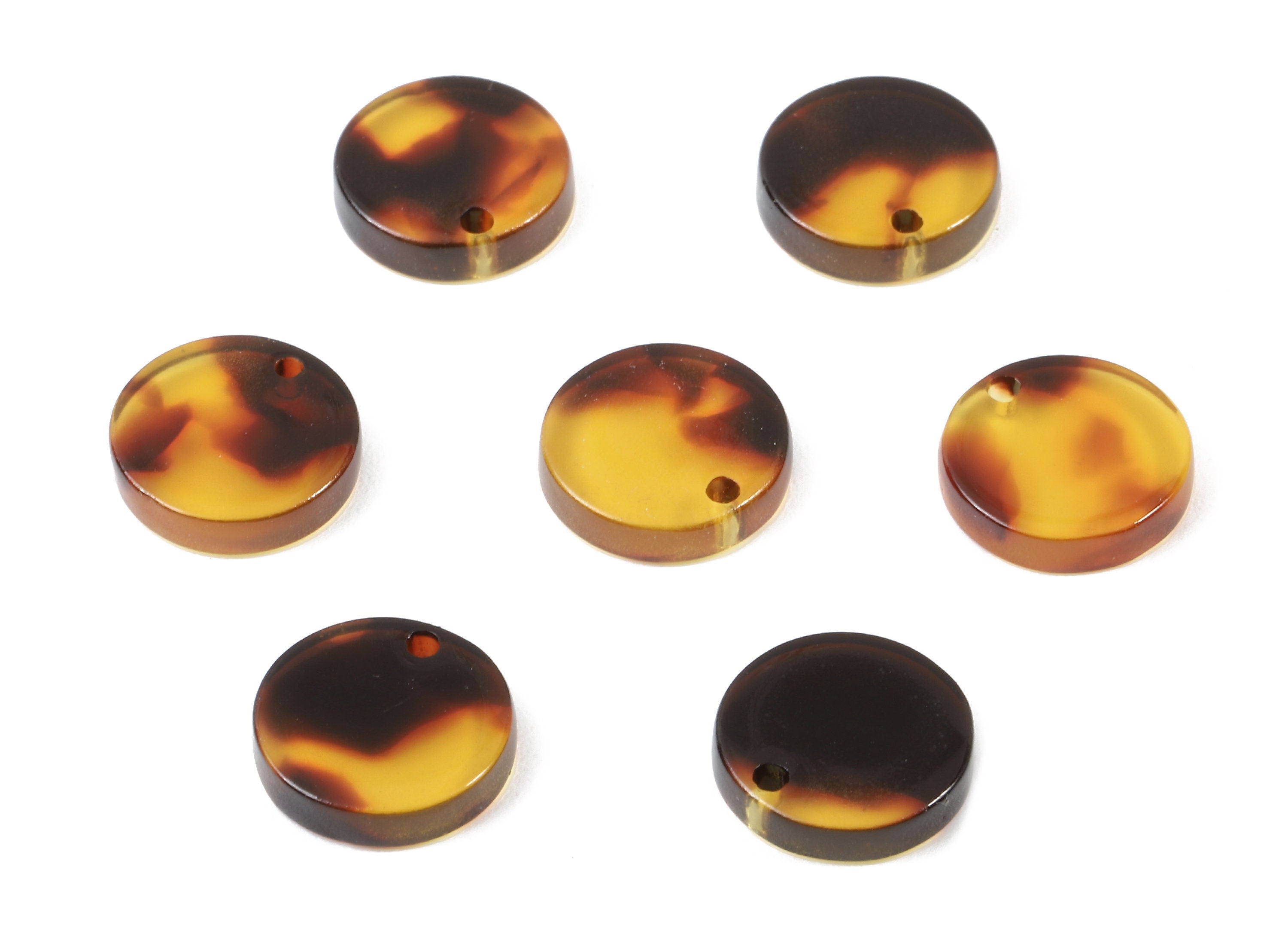 Acetate Round Charms - Tortoise Shell Earrings - Round Pendant - Jewelry Making Supplies - Color Code: A05 - 11.7x11.7x2.88mm - AC1161-A05 - DOMEDBAZAAR
