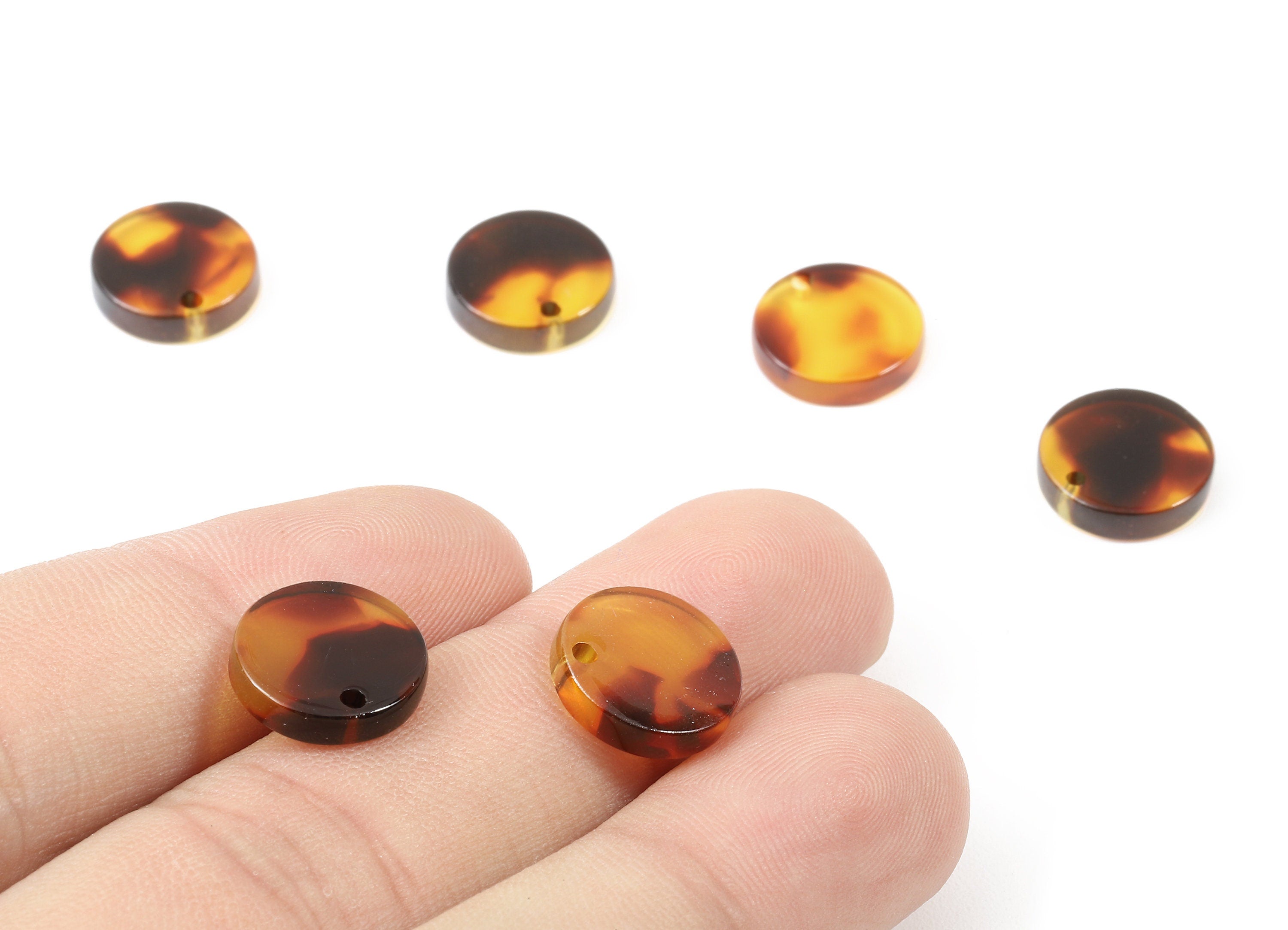 Acetate Round Charms - Tortoise Shell Earrings - Round Pendant - Jewelry Making Supplies - Color Code: A05 - 11.7x11.7x2.88mm - AC1161-A05 - DOMEDBAZAAR