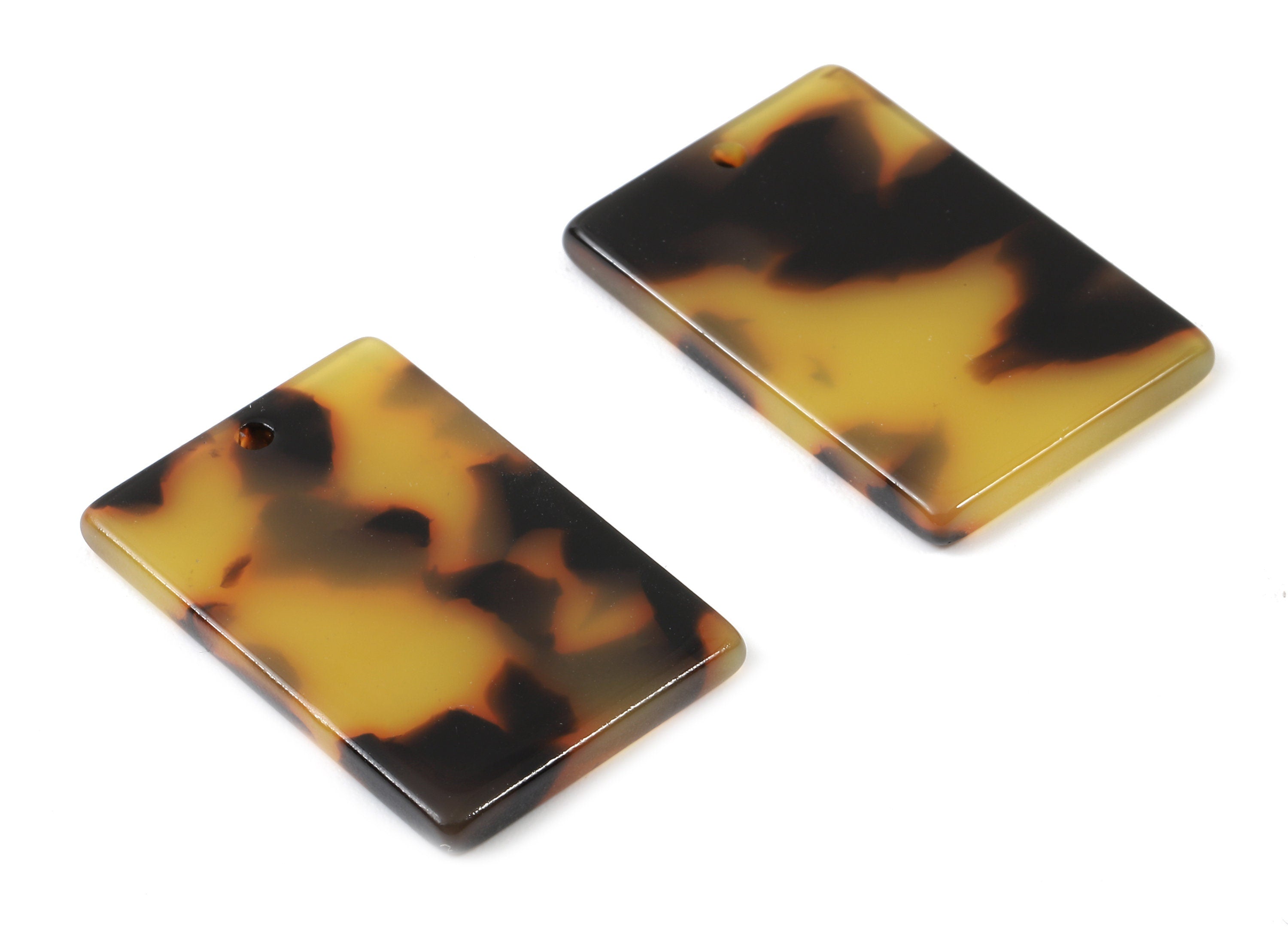Acetate Rectangle Charms - Tortoise Shell Earrings - Rectangle Earrings and Pendant - Color Code: A01 - 27.7x18.65x2.6mm - AC1759-A01 - DOMEDBAZAAR