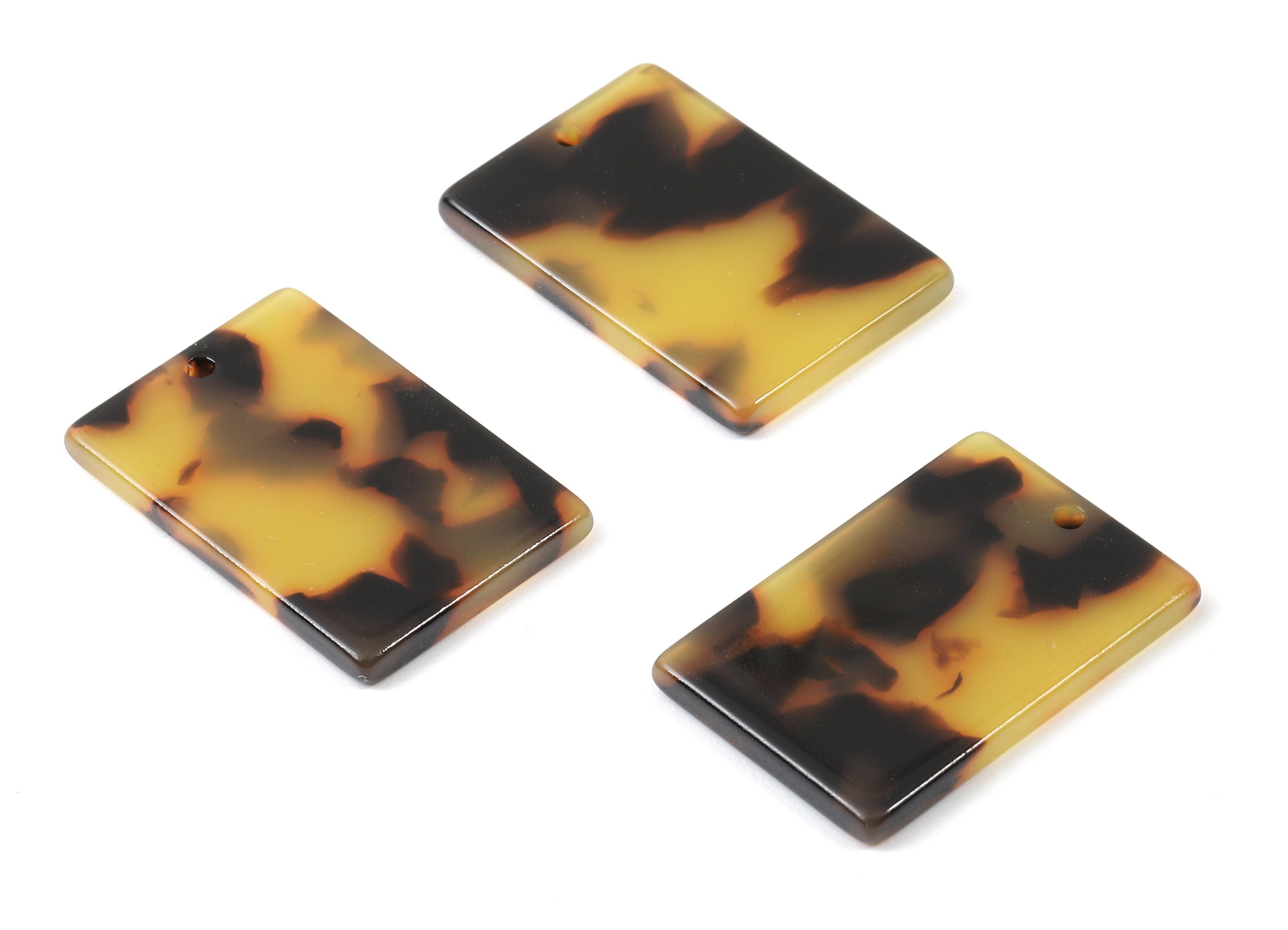 Acetate Rectangle Charms - Tortoise Shell Earrings - Rectangle Earrings and Pendant - Color Code: A01 - 27.7x18.65x2.6mm - AC1759-A01 - DOMEDBAZAAR
