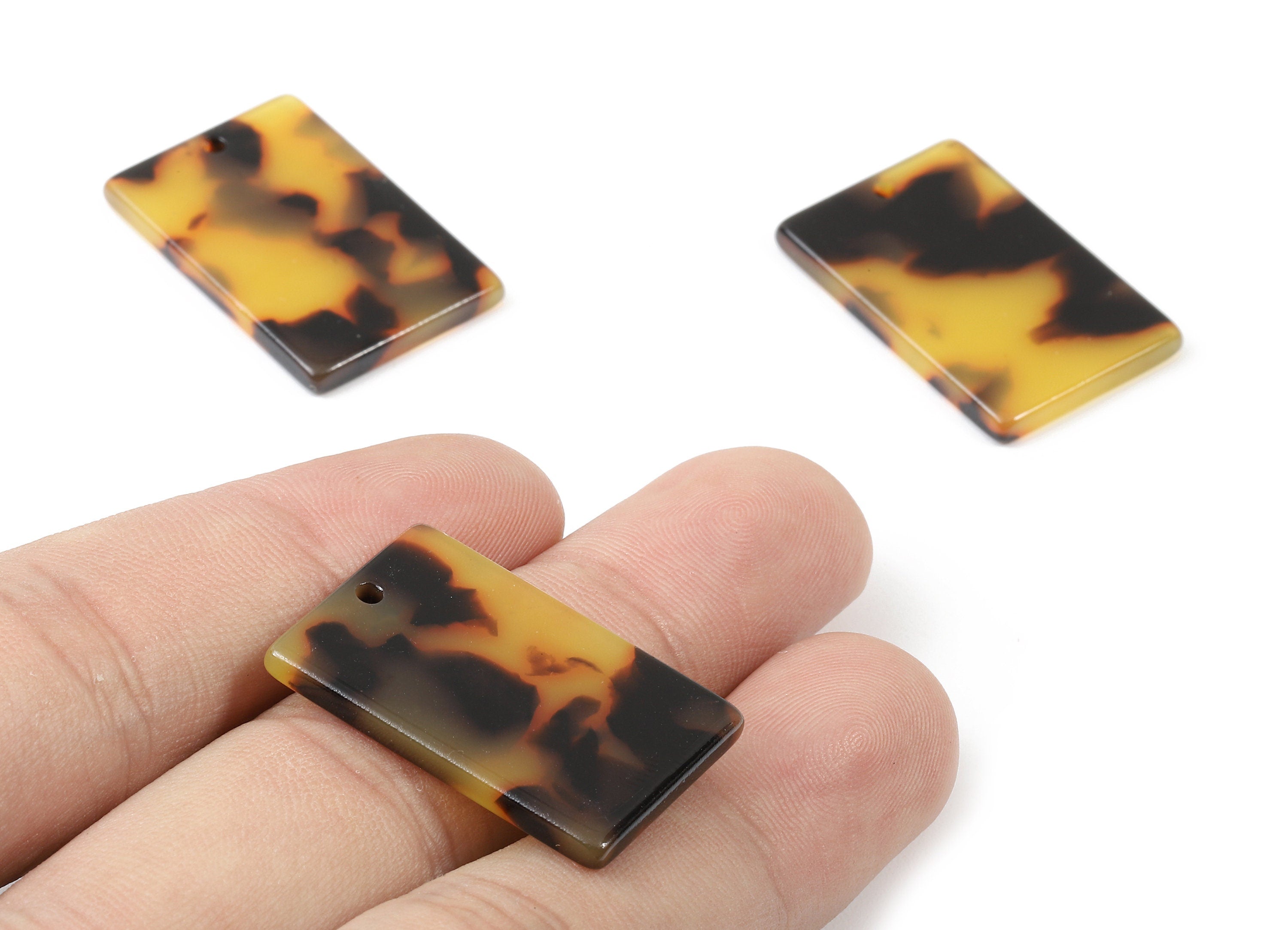 Acetate Rectangle Charms - Tortoise Shell Earrings - Rectangle Earrings and Pendant - Color Code: A01 - 27.7x18.65x2.6mm - AC1759-A01 - DOMEDBAZAAR
