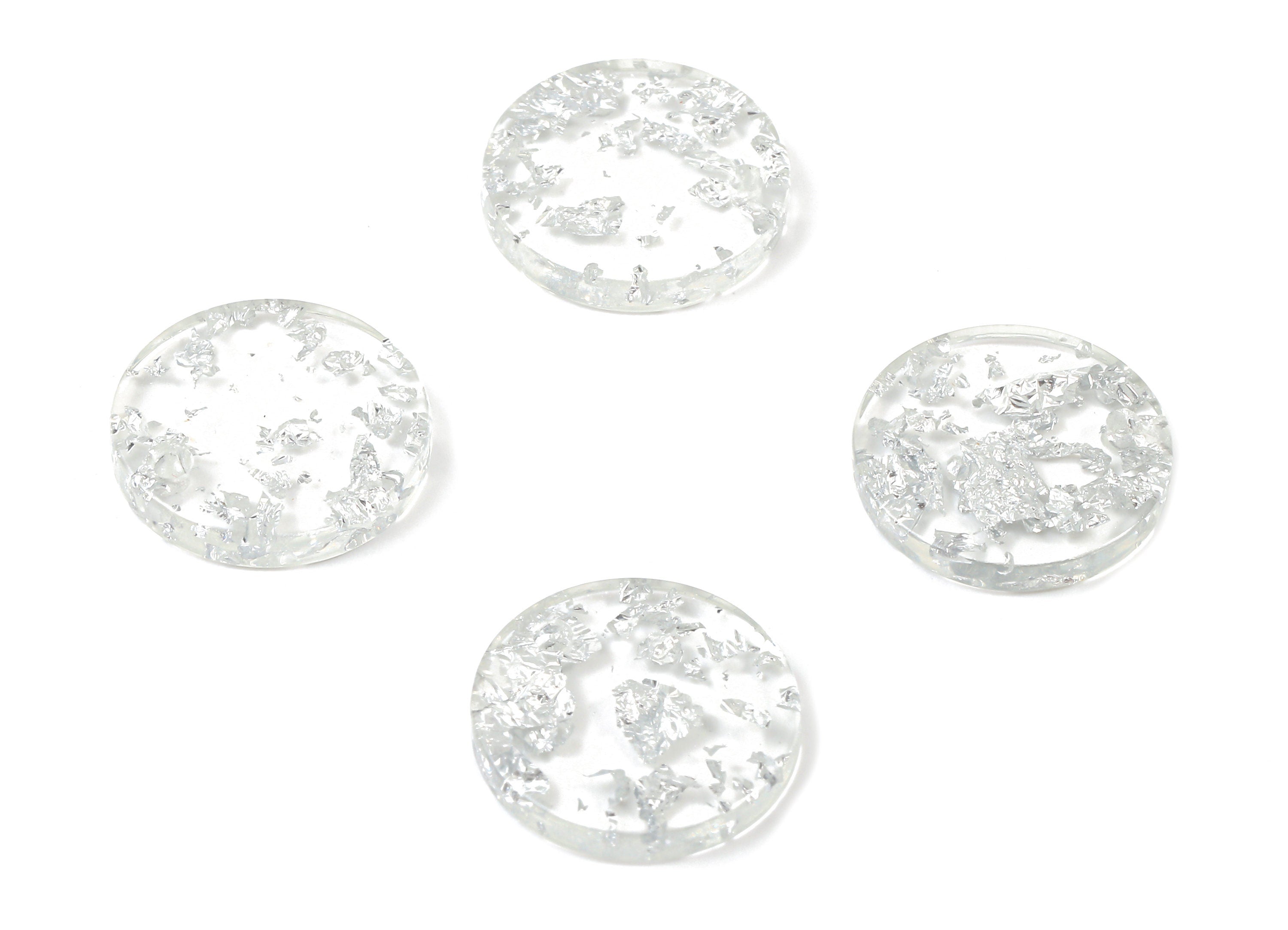 Acetate Round Charms - Round Earrings and Pendant - Silver Foil & Confetti - Color Code: A254 - 15.7x15.7x2.78mm - AC1675-A254 - DOMEDBAZAAR