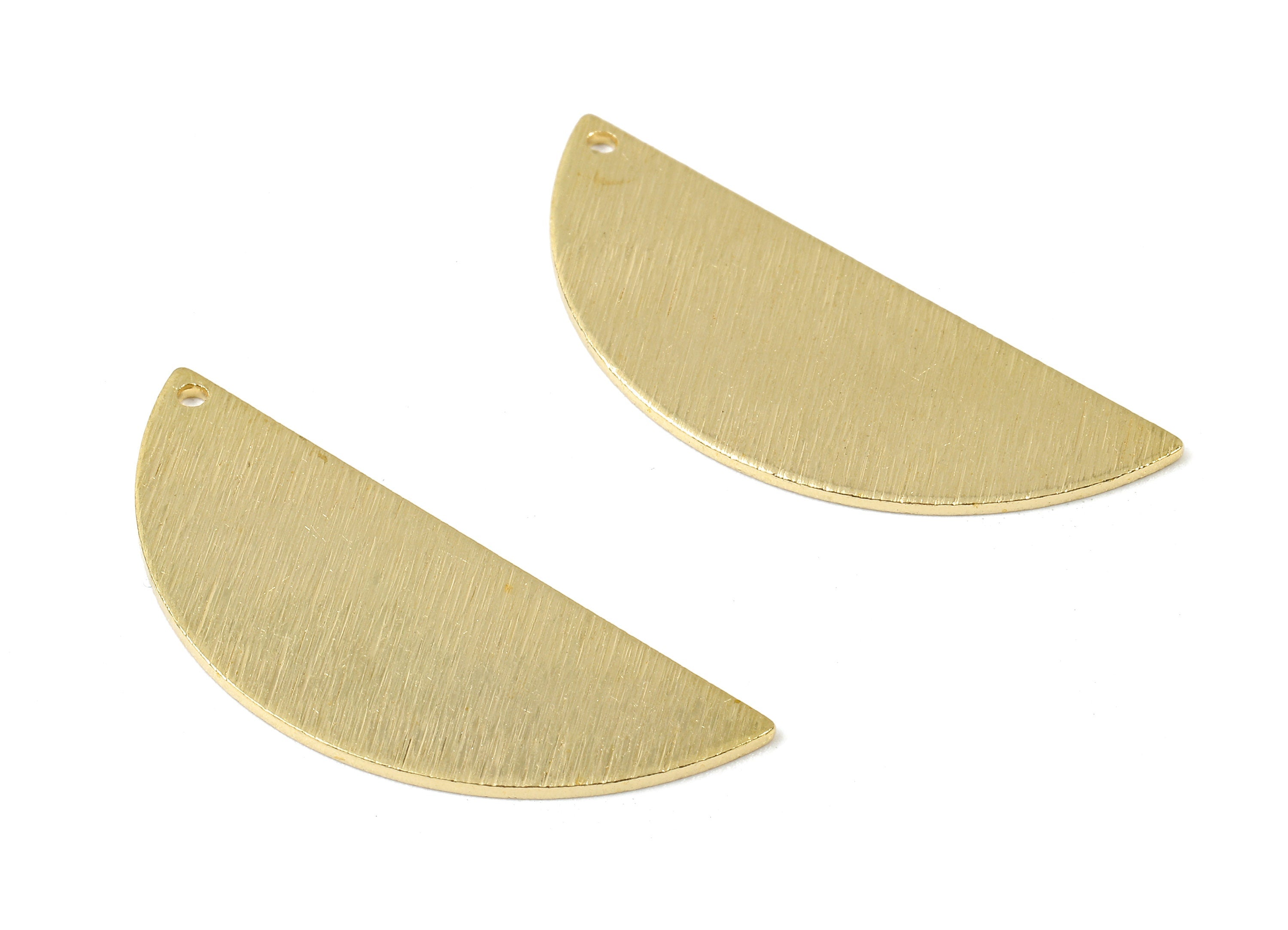Brass Textured Half Moon Charms - Textured Semicircle Pendant - Earring Findings - Jewelry Supplies - 39.23x15.44x1mm - PP2954 - DOMEDBAZAAR