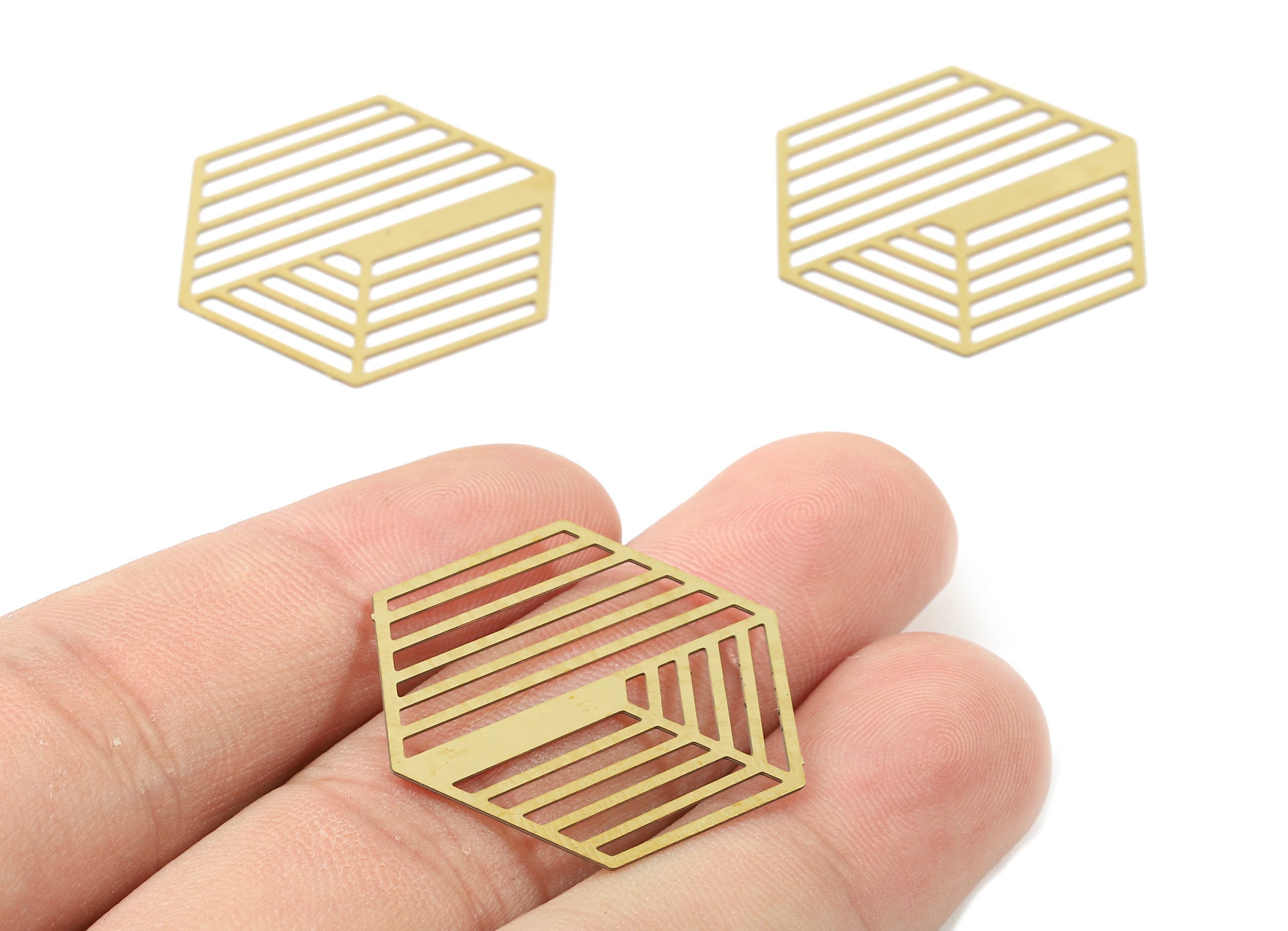 Brass Hexagon Geometric Charms - Raw Brass Hexagon Earring and Pendant - Brass Necklace Charms - Jewelry Supplies - 29.83x26x0.3mm - JJB5775 - DOMEDBAZAAR