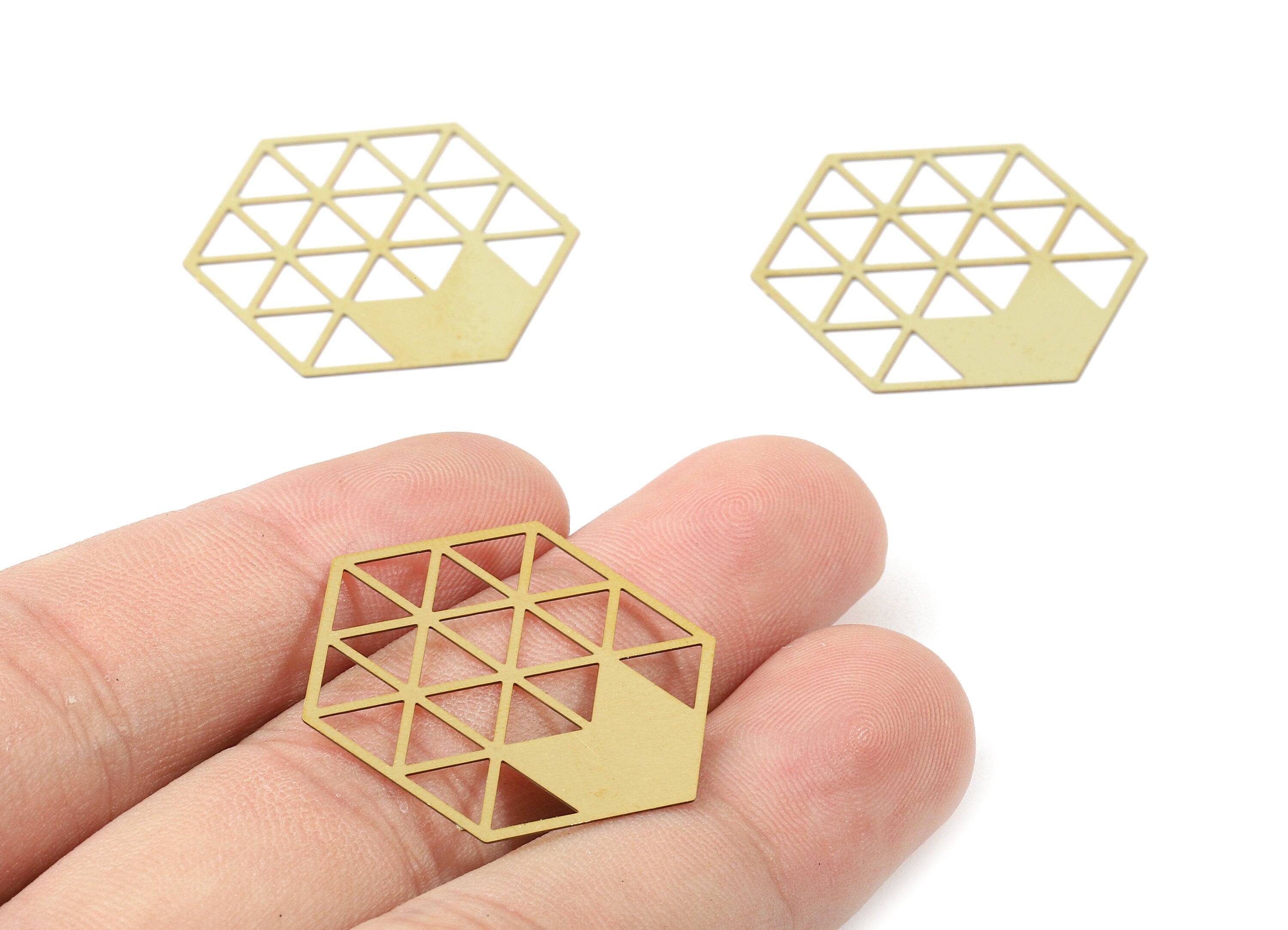 Brass Hexagon Geometric Charms - Raw Brass Hexagon Earring and Pendant - Brass Necklace Charms - Jewelry Supplies - 29.87x26x0.3mm - JJB5774 - DOMEDBAZAAR