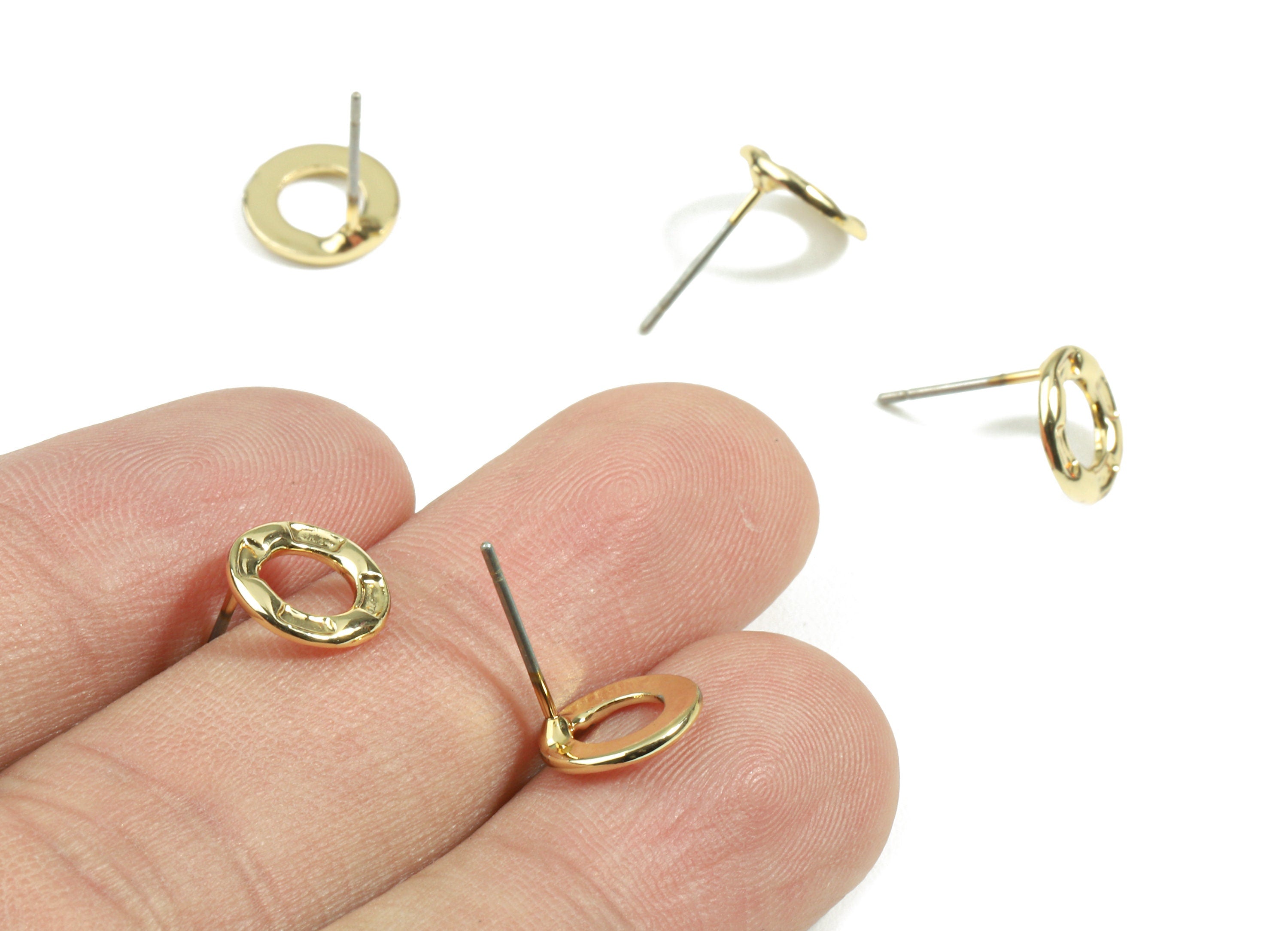 Alloy Circle Earring Stud - Zinc Alloy Circle Earrings Post - Earrings Post - Jewelry Supplies - 9.2x9.2x1.3mm - ZZ1586G - DOMEDBAZAAR