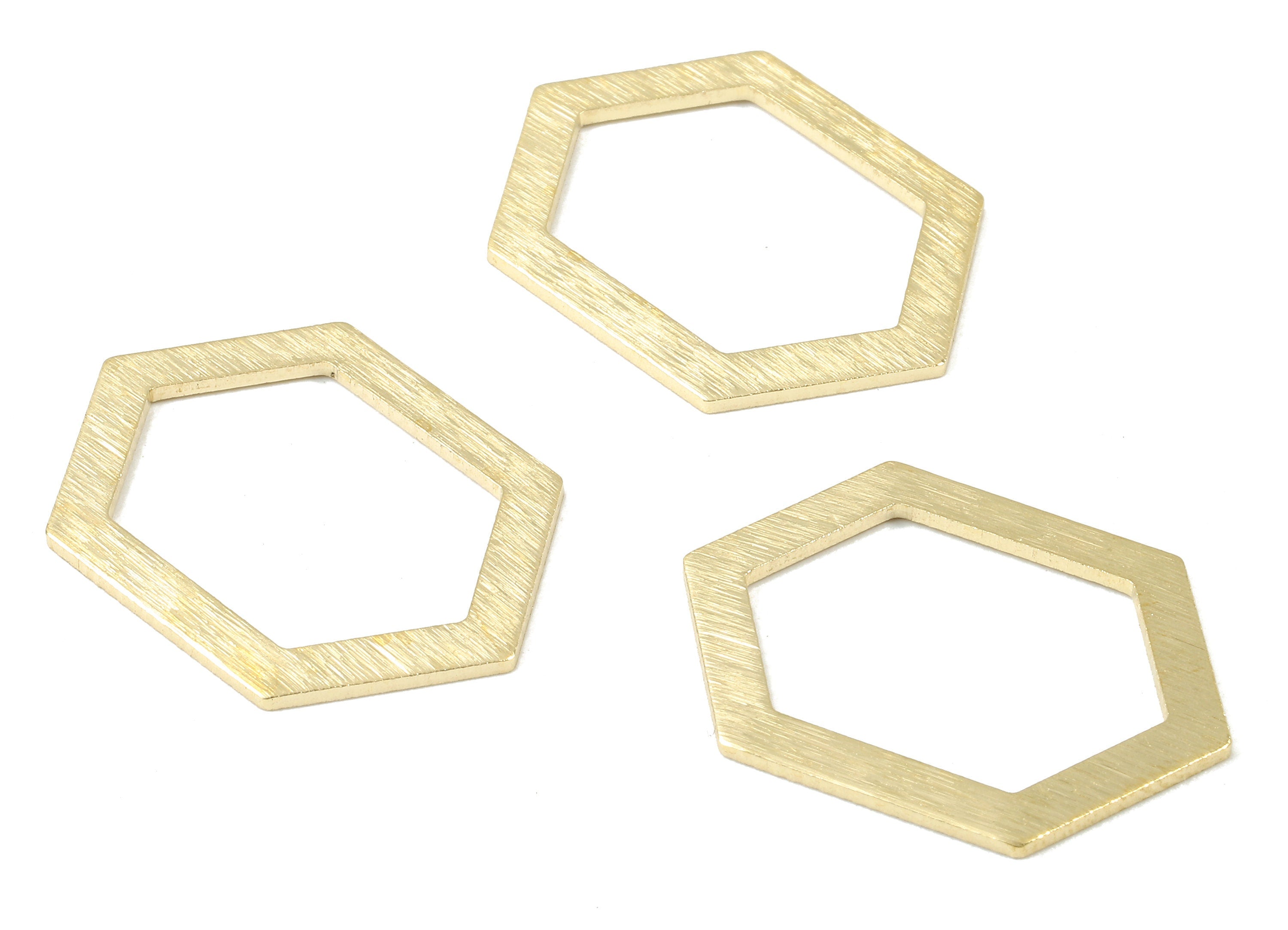 Brass Hexagon Charms - Raw Brass Textured Hexagon Rings - Hexagon Earring and pendant - Brass Hexagon Connectors - 26.6x19.26x1mm - PP2956 - DOMEDBAZAAR