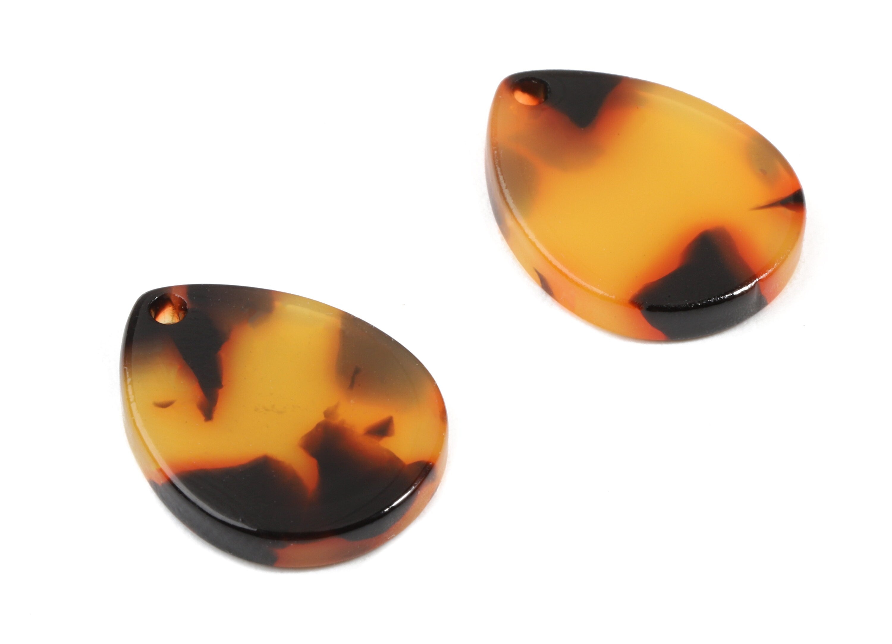 Acrylic Drop Earring Charms - Tortoise Shell Earring - Teardrop Pendant - Jewelry Supplies - Color Code: A01 - 17x13.3x2.53mm - AC1096-A01 - DOMEDBAZAAR