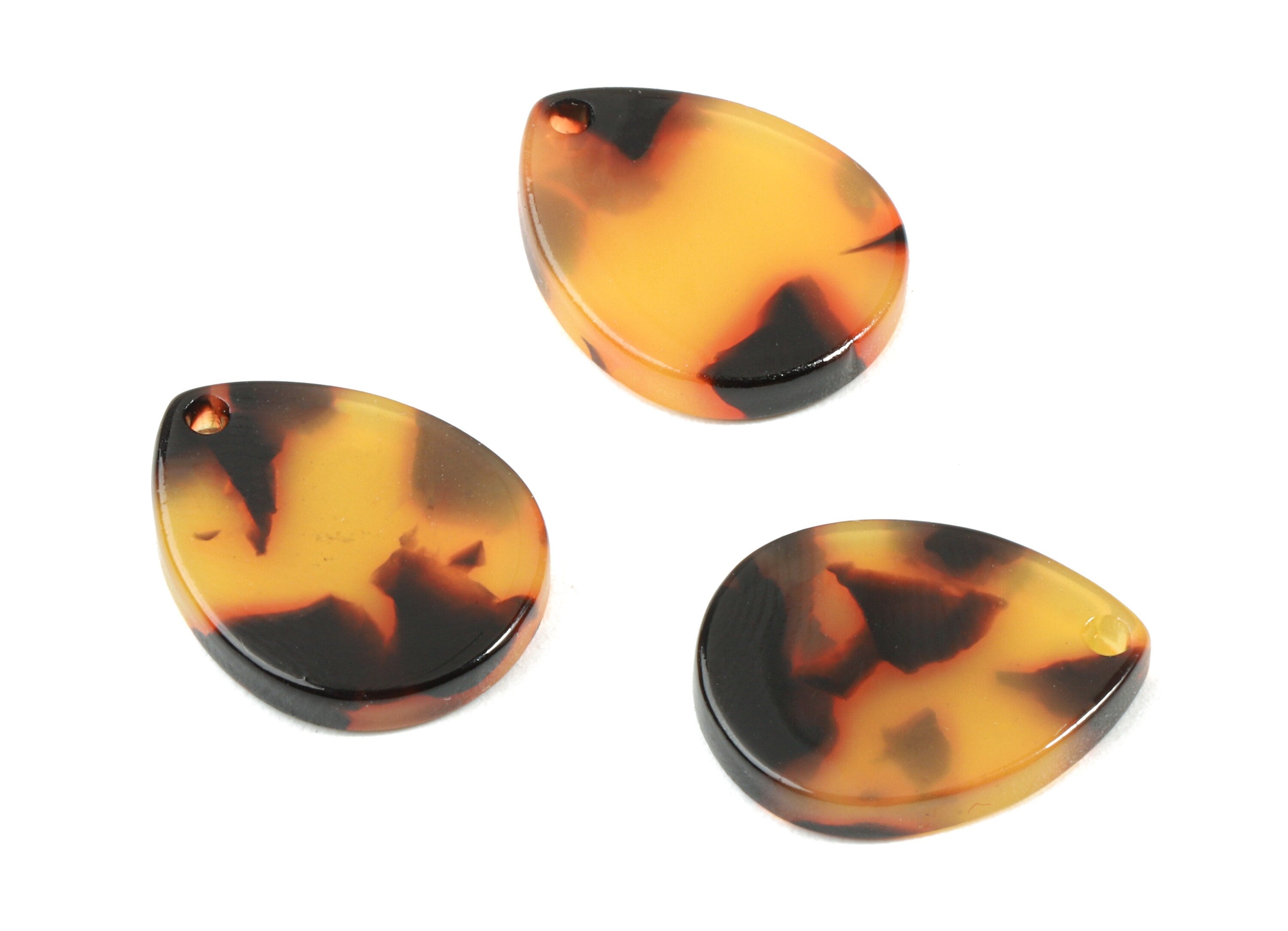 Acrylic Drop Earring Charms - Tortoise Shell Earring - Teardrop Pendant - Jewelry Supplies - Color Code: A01 - 17x13.3x2.53mm - AC1096-A01 - DOMEDBAZAAR