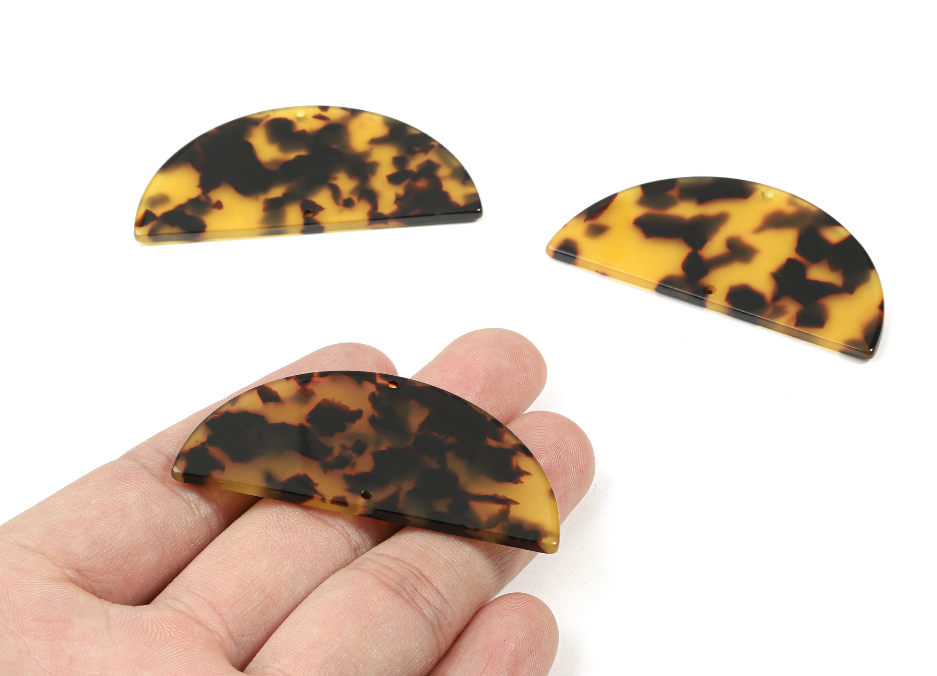 Acetate Semicircle Connectors - Tortoise Shell - Half Moon Earrings - Jewelry Supplies - Color Code:A02 - 57.7x28.7x2.87mm - AC1805-A02 - DOMEDBAZAAR
