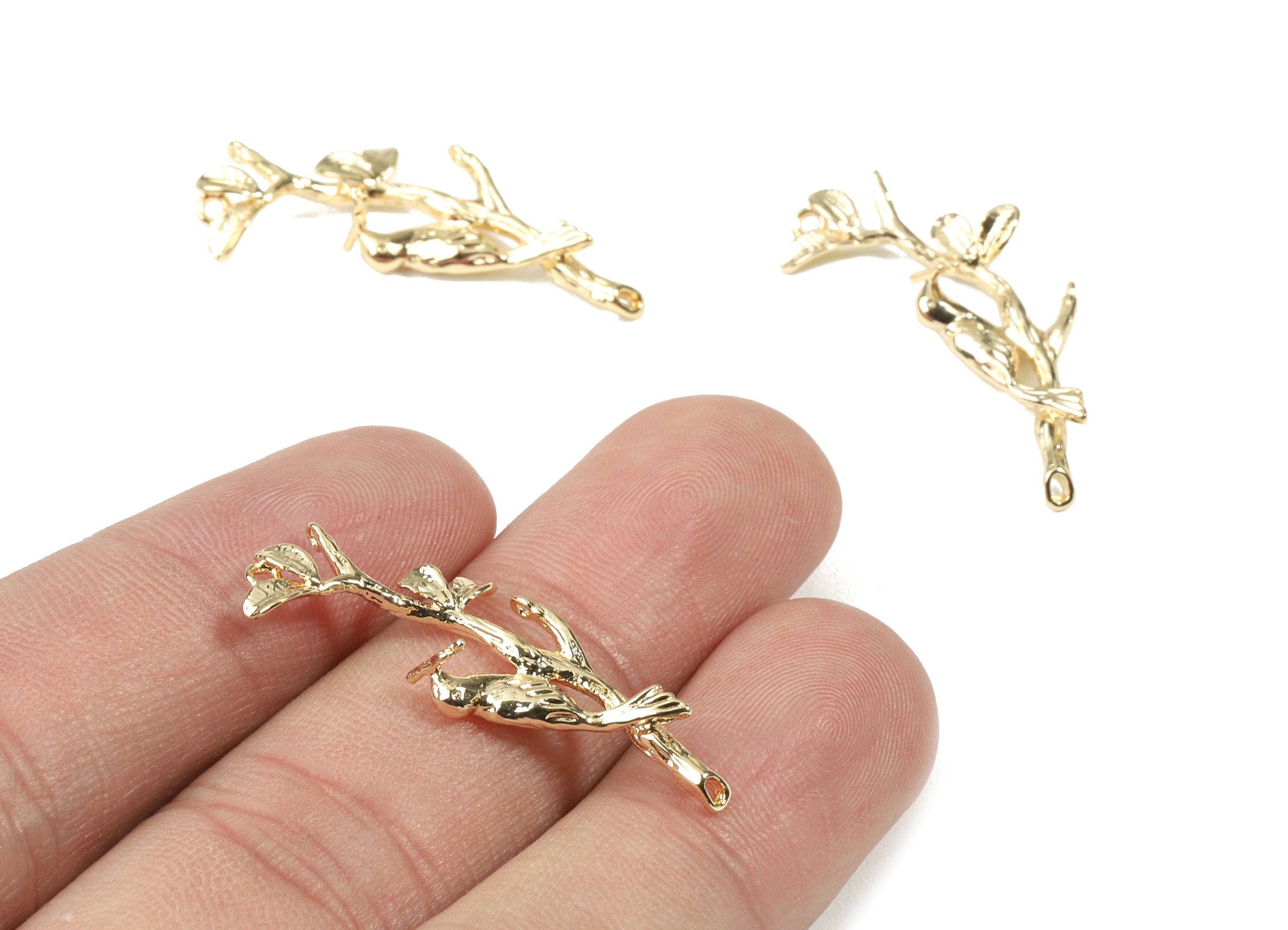 Brass Branch Connector - Gold Branch Necklace Connector - 18K Real Gold Plated Brass - Jewelry Supplies - 30.09x12.23x5.03mm - RGP2494 - DOMEDBAZAAR