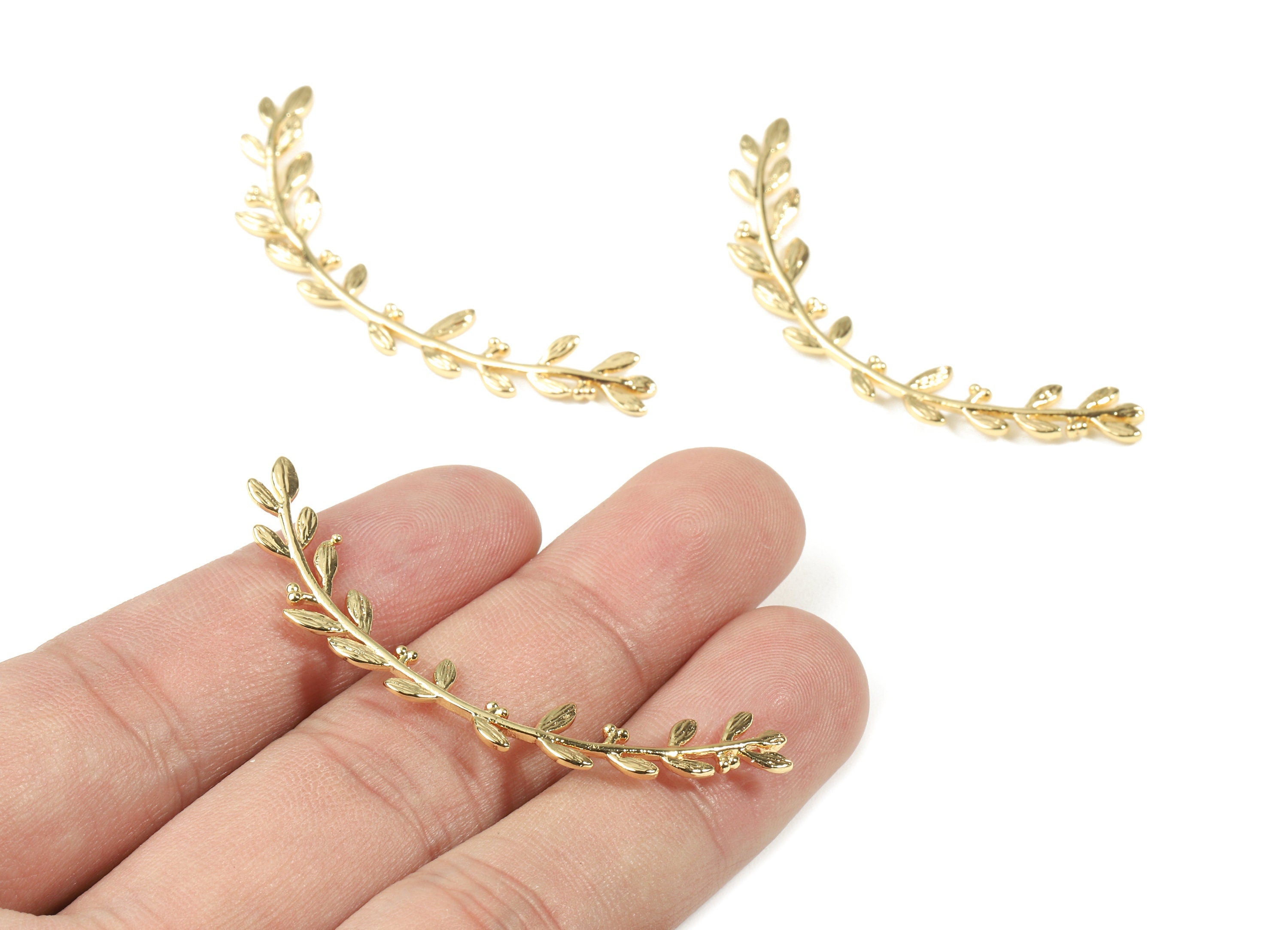 Brass Branch Brooch - Gold Brass Branch Brooch - 18K Real Gold Plated Brass - Jewelry Supplies - 45.54x8.01x1.28mm - RGP2481 - DOMEDBAZAAR
