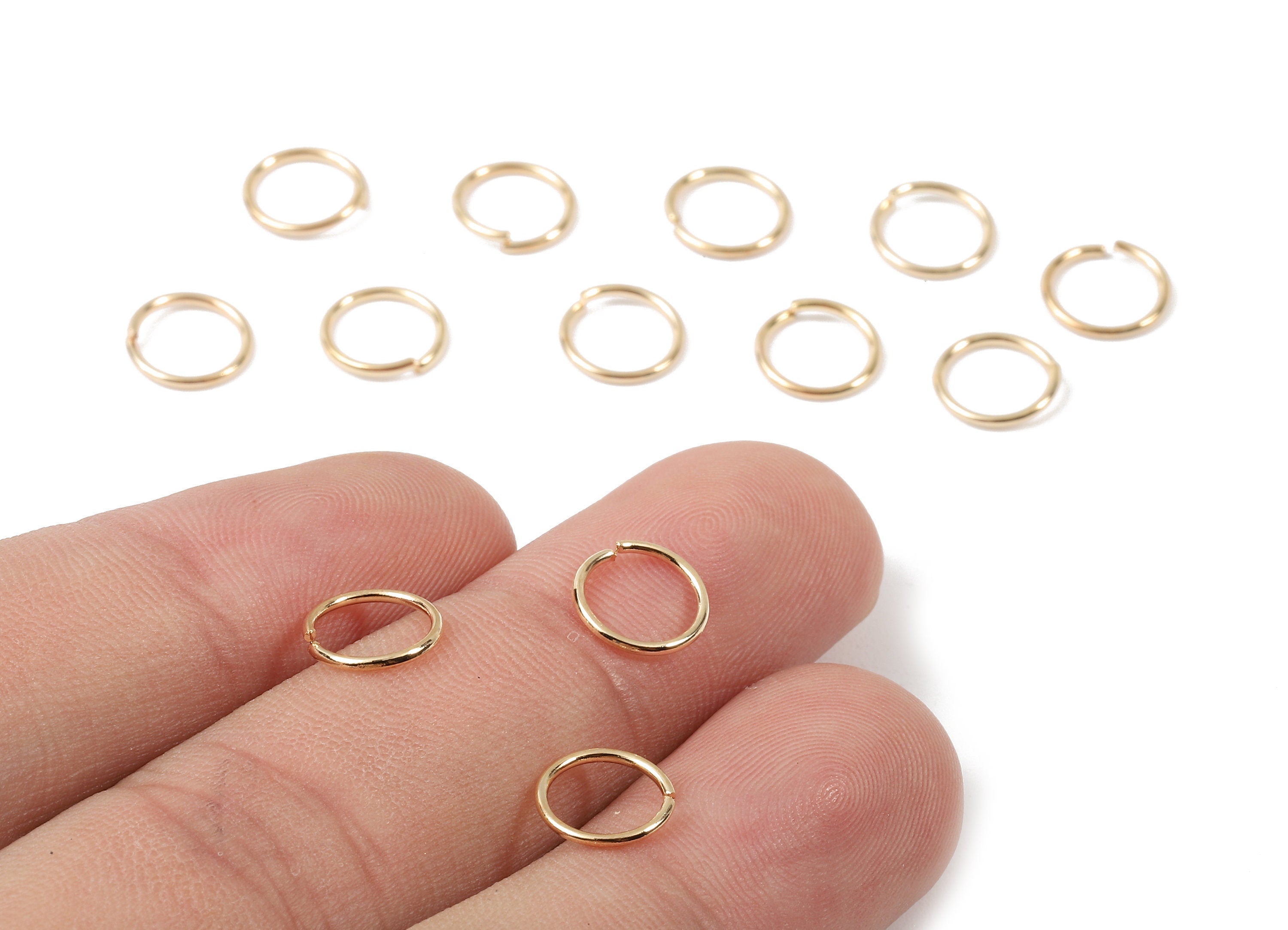 Brass 0.8x8 Jump Rings - Brass Open Jump Rings - Brass Connectors - Gold Tone Plated Brass - Jewellery Supplies - 8x8x0.8mm - PP2952G - DOMEDBAZAAR